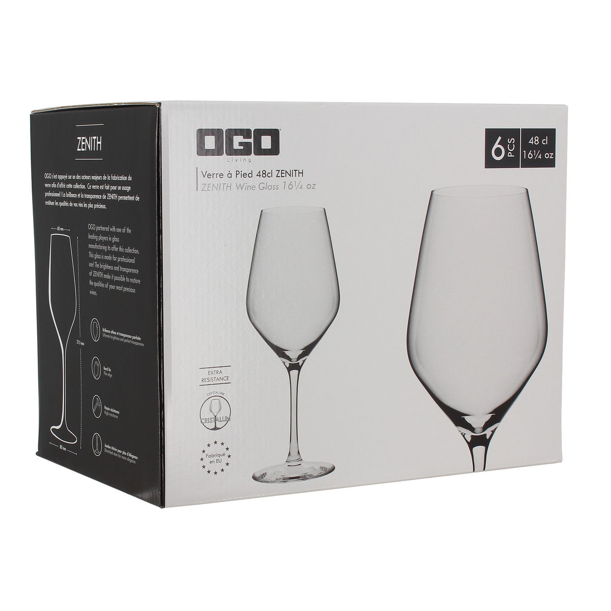 Lot de 6 verres à pied cristallin 48 c l ZENITH