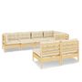 Voir la diapositive 2 : VIDAXL Salon de jardin 7 pcs avec coussins creme bois de pin massif