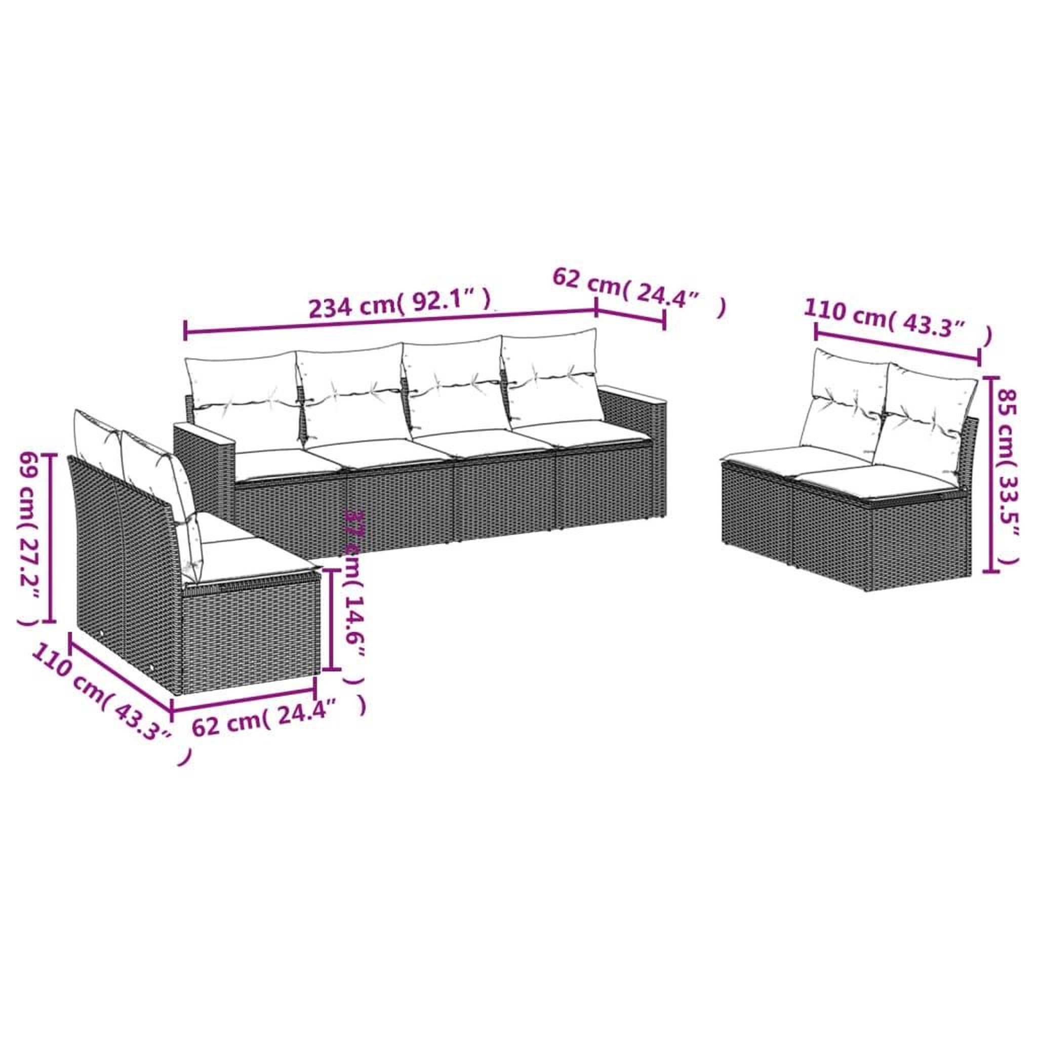 Voir la diapositive 6 : VIDAXL Salon de jardin avec coussins 8pcs melange beige resine tressee