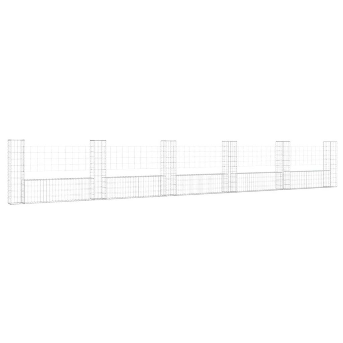 VIDAXL Panier de gabion en forme de U avec 6 poteaux Fer 620x20x100 cm
