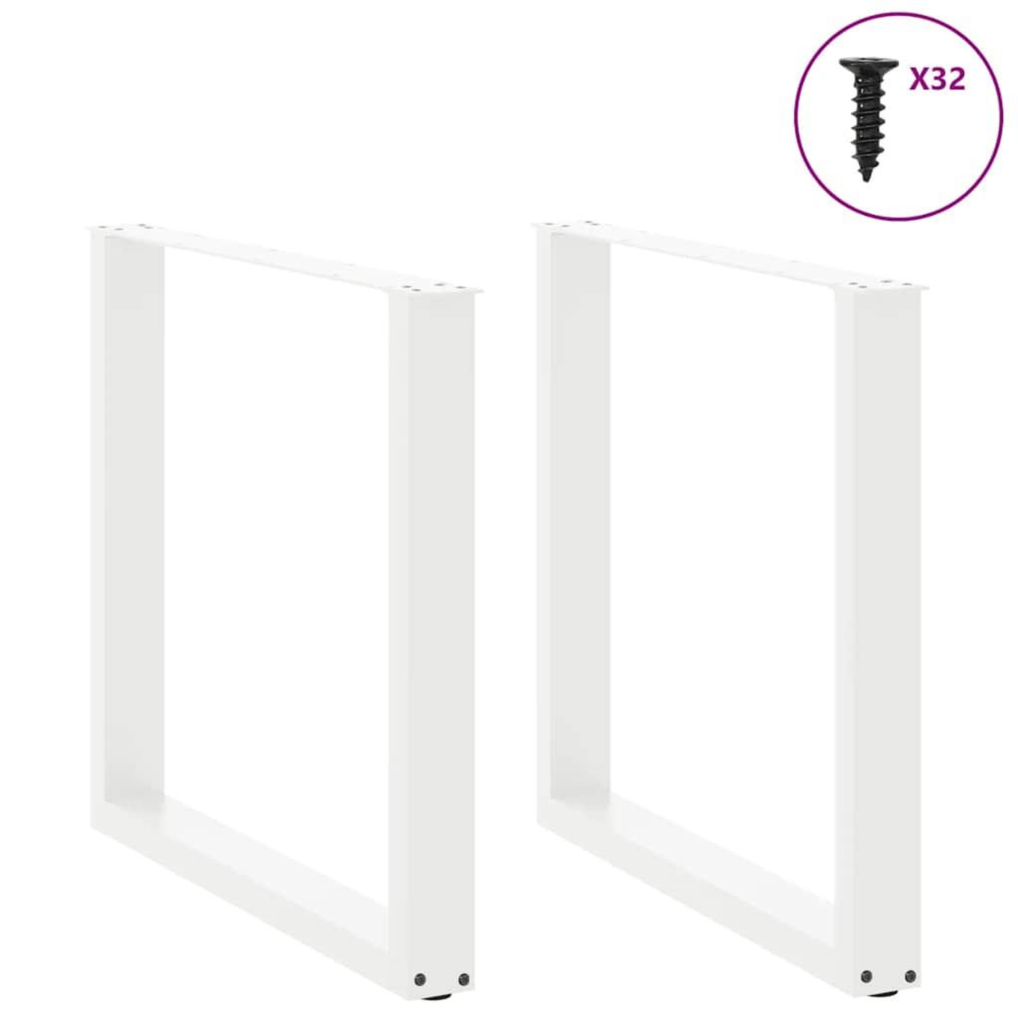 Voir la diapositive 3 : VIDAXL Pieds de table a manger forme de U 2 pcs blanc 90x(72-73) cm