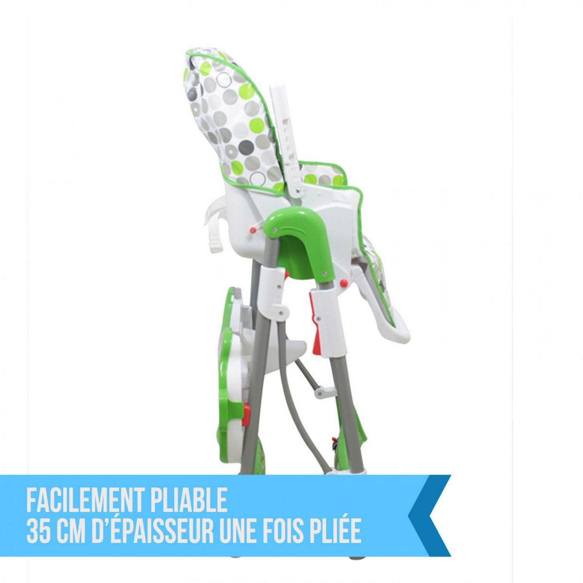 Monsieur Bébé Chaise haute bébé pliable réglable hauteur dossier tablette - Ptit