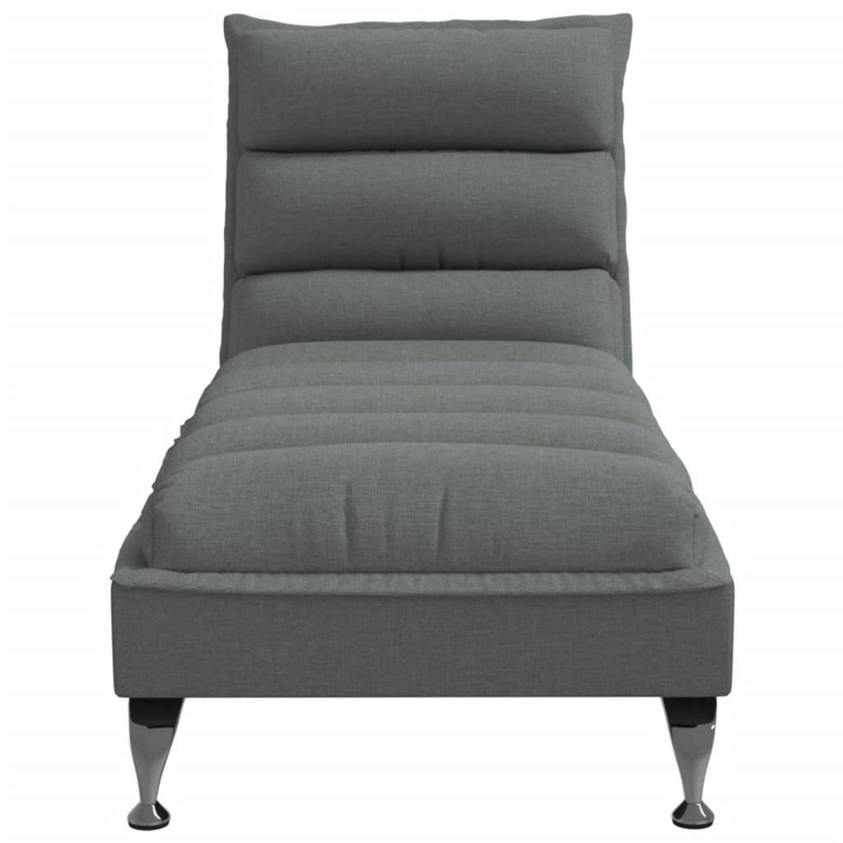 VIDAXL Chaise longue avec coussins gris fonce tissu