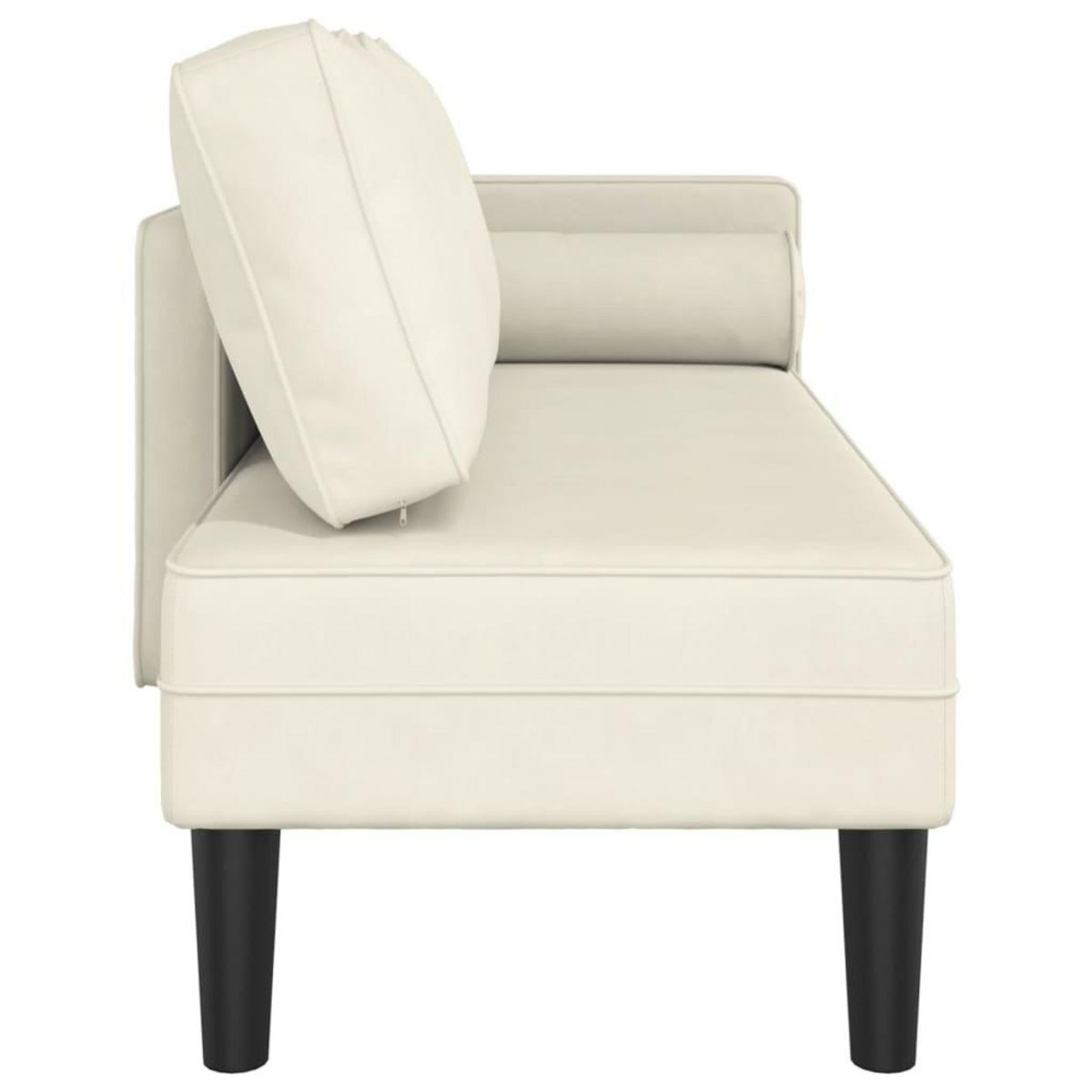 VIDAXL Chaise longue avec coussins creme velours