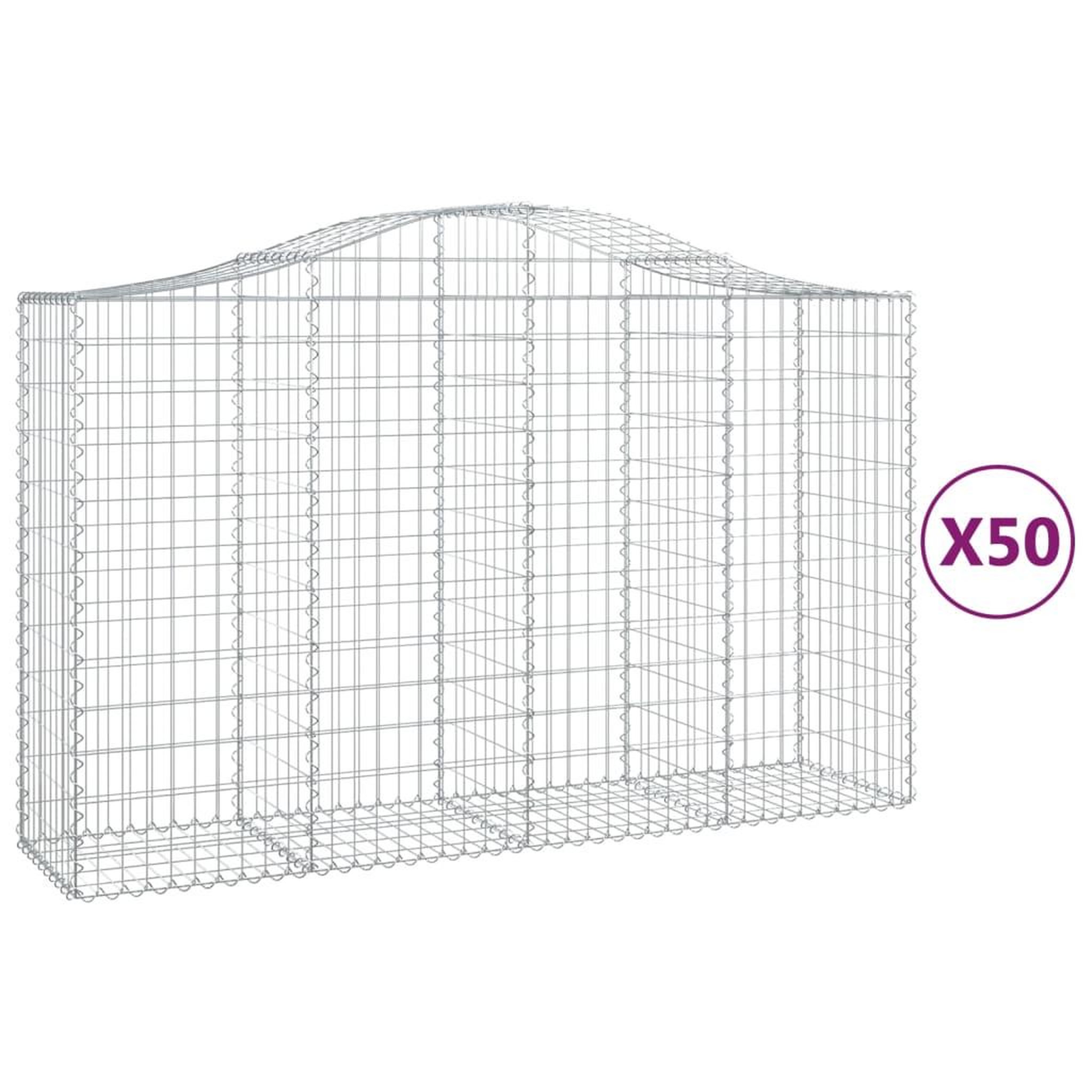 Voir la diapositive 2 : VIDAXL Paniers a gabions arques 50 pcs 200x50x120/140 cm Fer galvanise