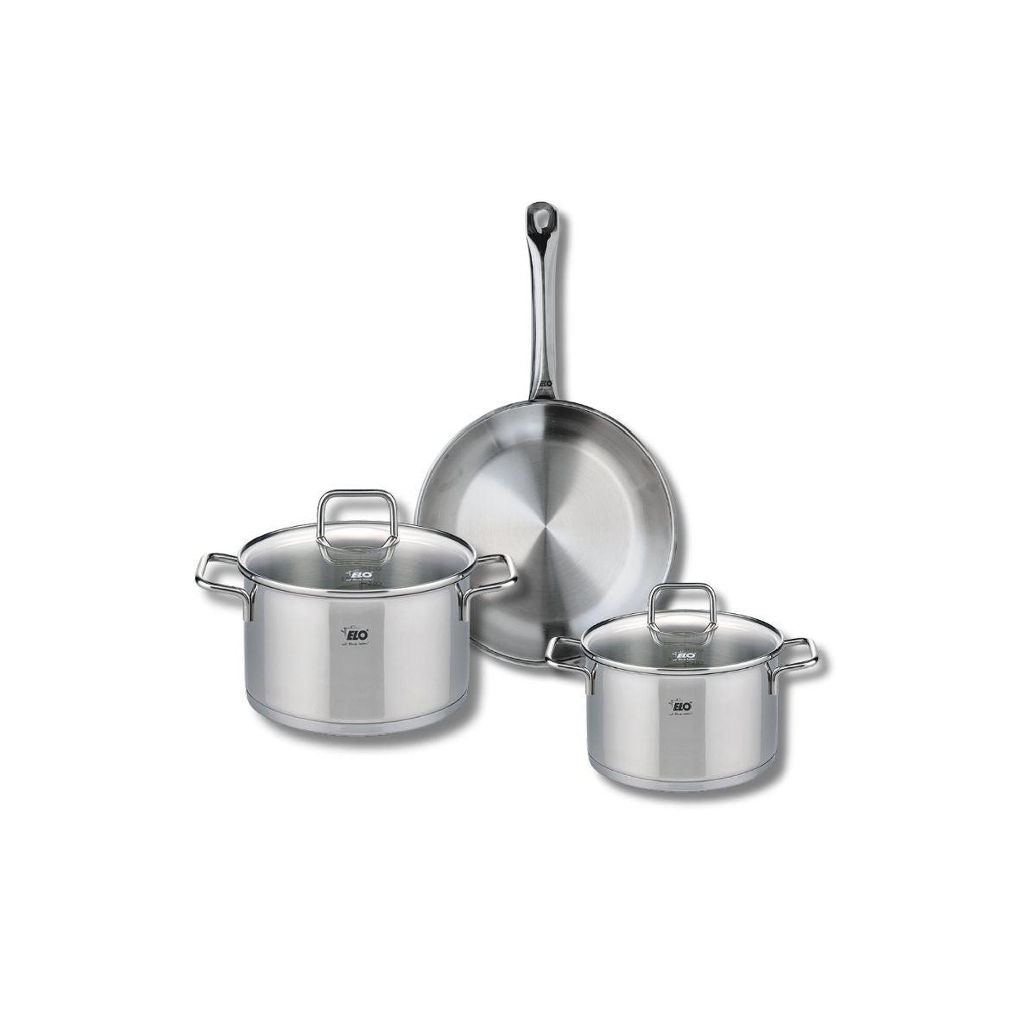ELO Ensemble de 1 poêle de cuisson 24 cm et 2 faitouts 16 et 20 cm elo profi citrin