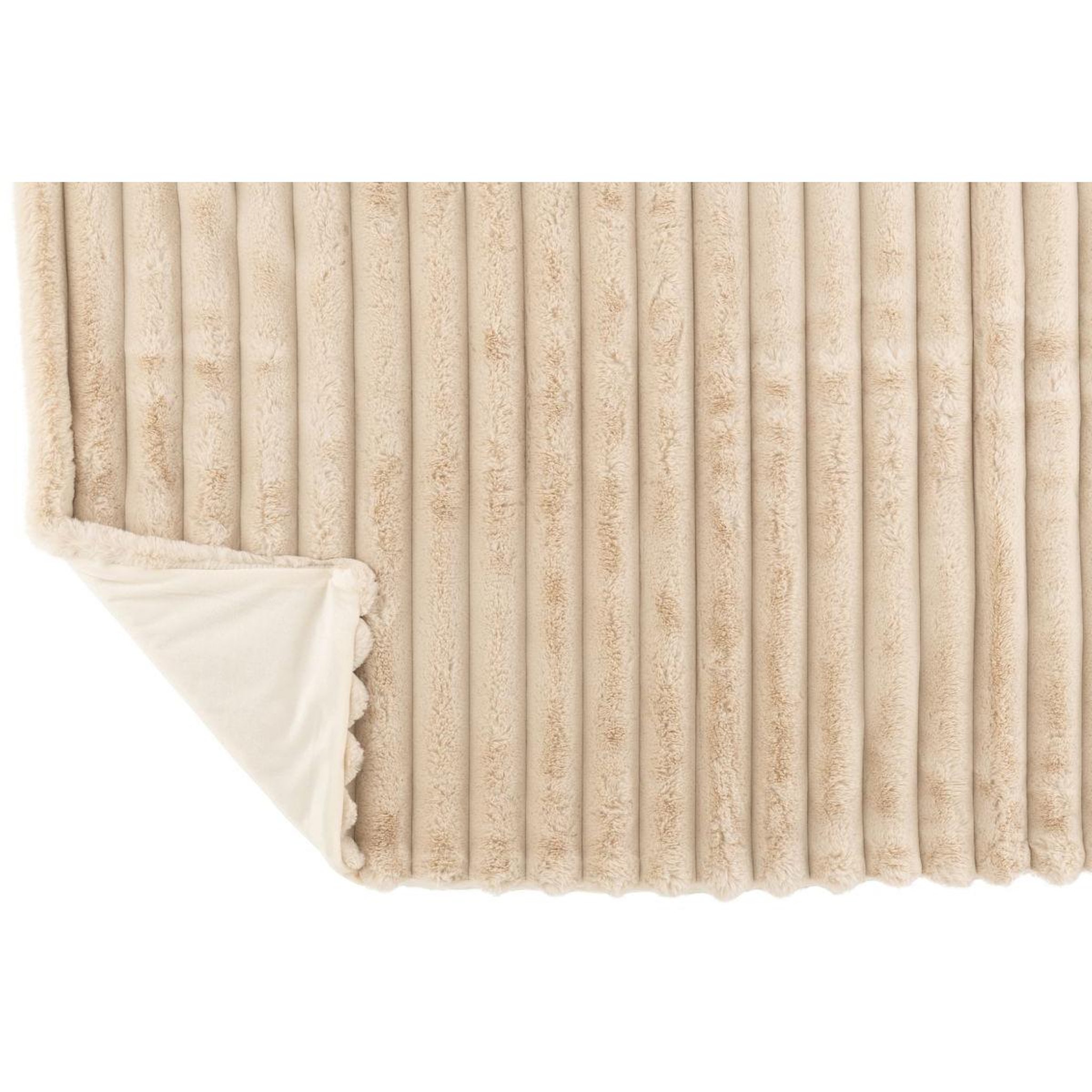 Voir la diapositive 2 : J-LINE Plaid design uni  corduroy  130x180cm beige