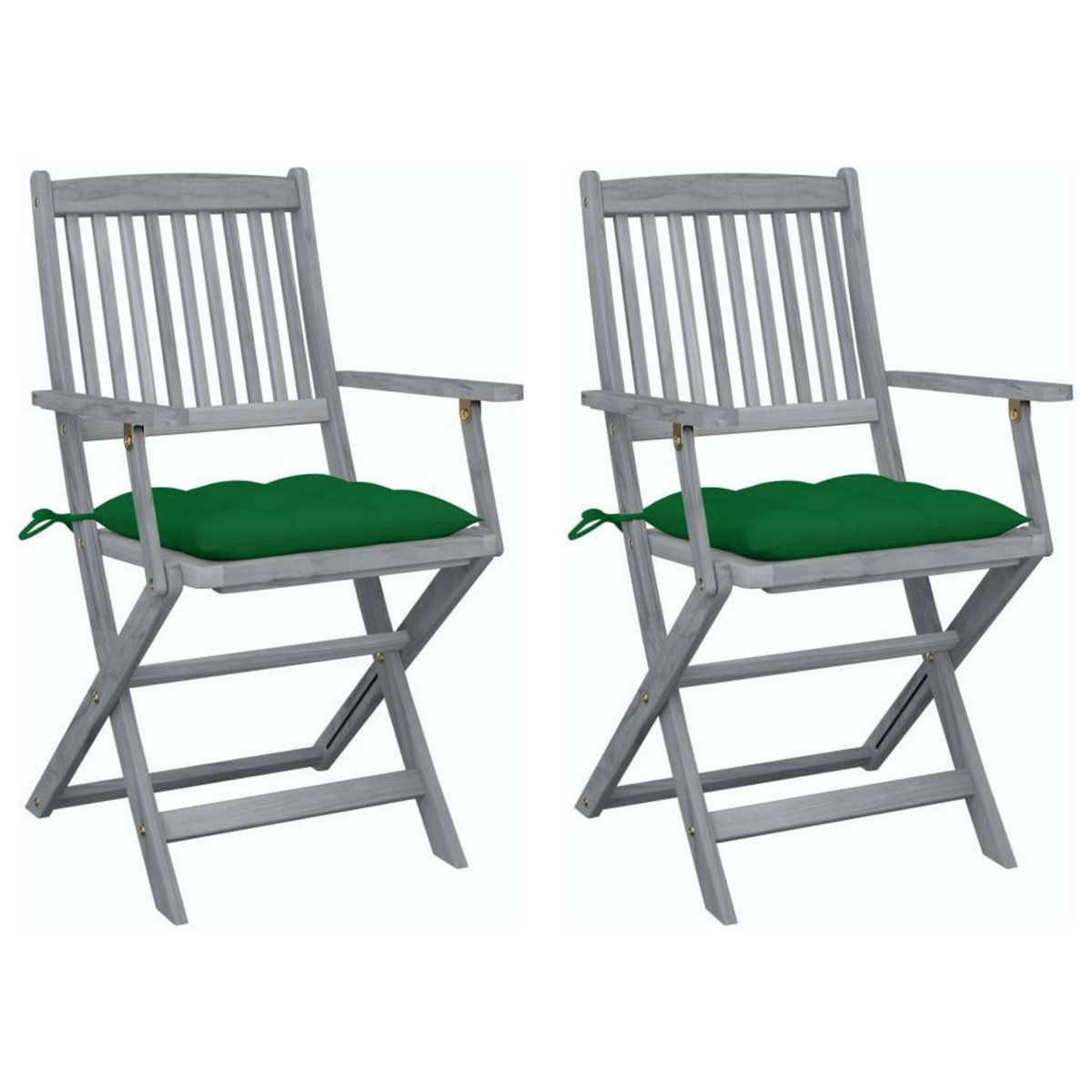 VIDAXL Chaises pliables d'exterieur lot de 2 et coussins Bois d'acacia