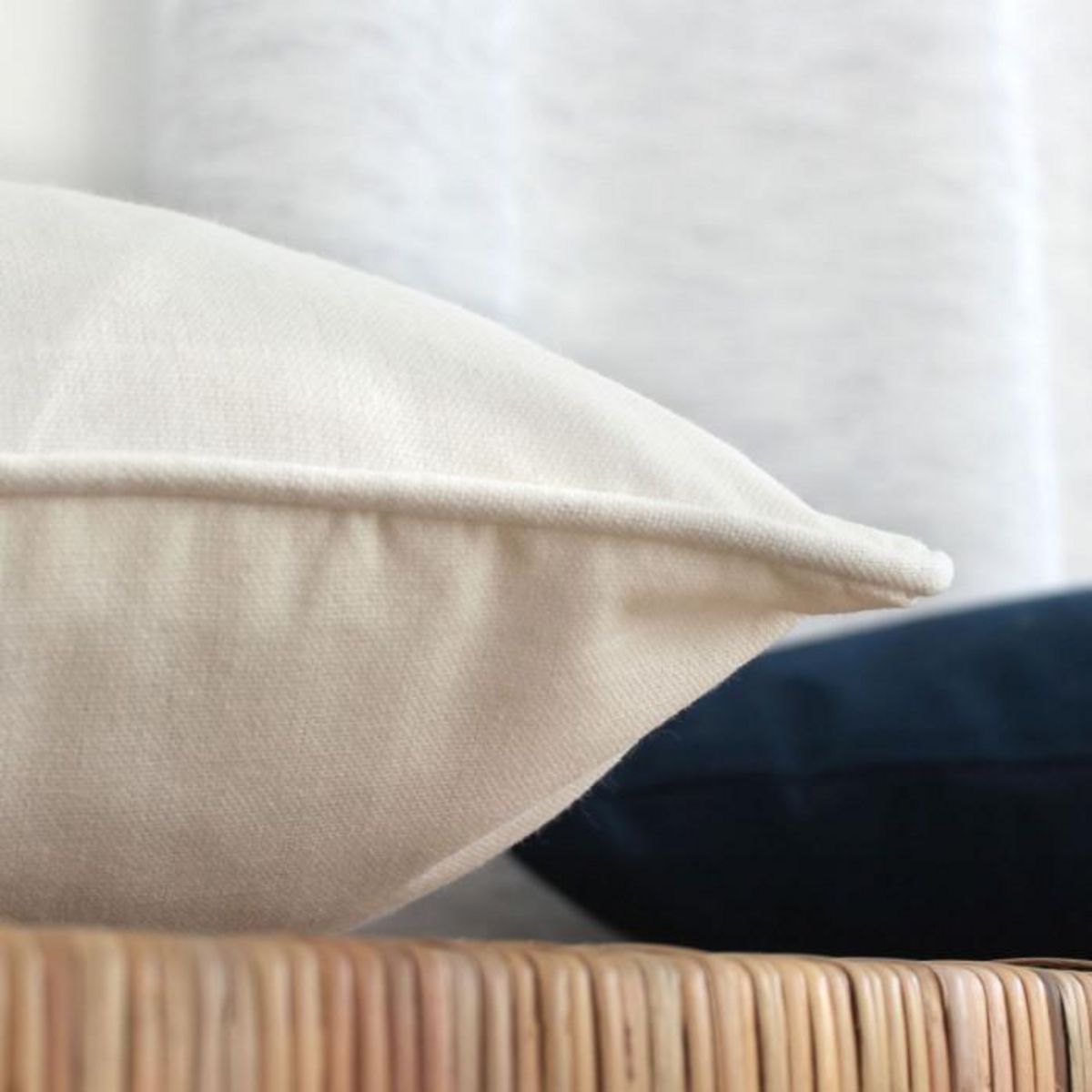 Paris Prix Coussin Déco Imprimé  Azur  40x40cm Écru & Naturel