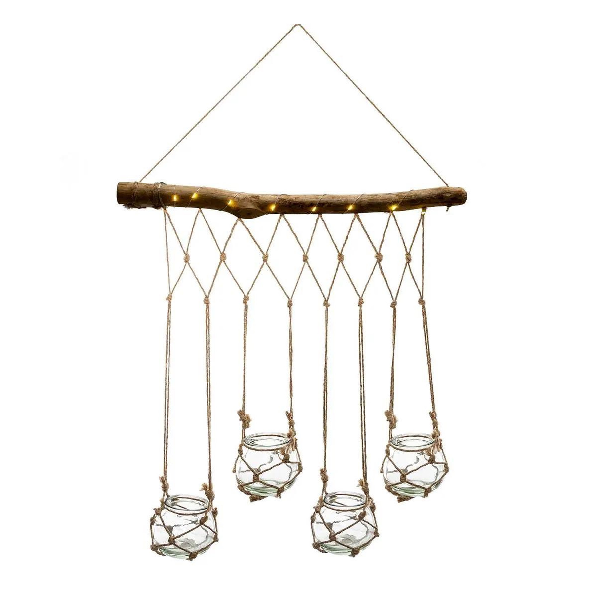 ATMOSPHERA Suspension Design à Led  4 Soliflores  70cm Naturel