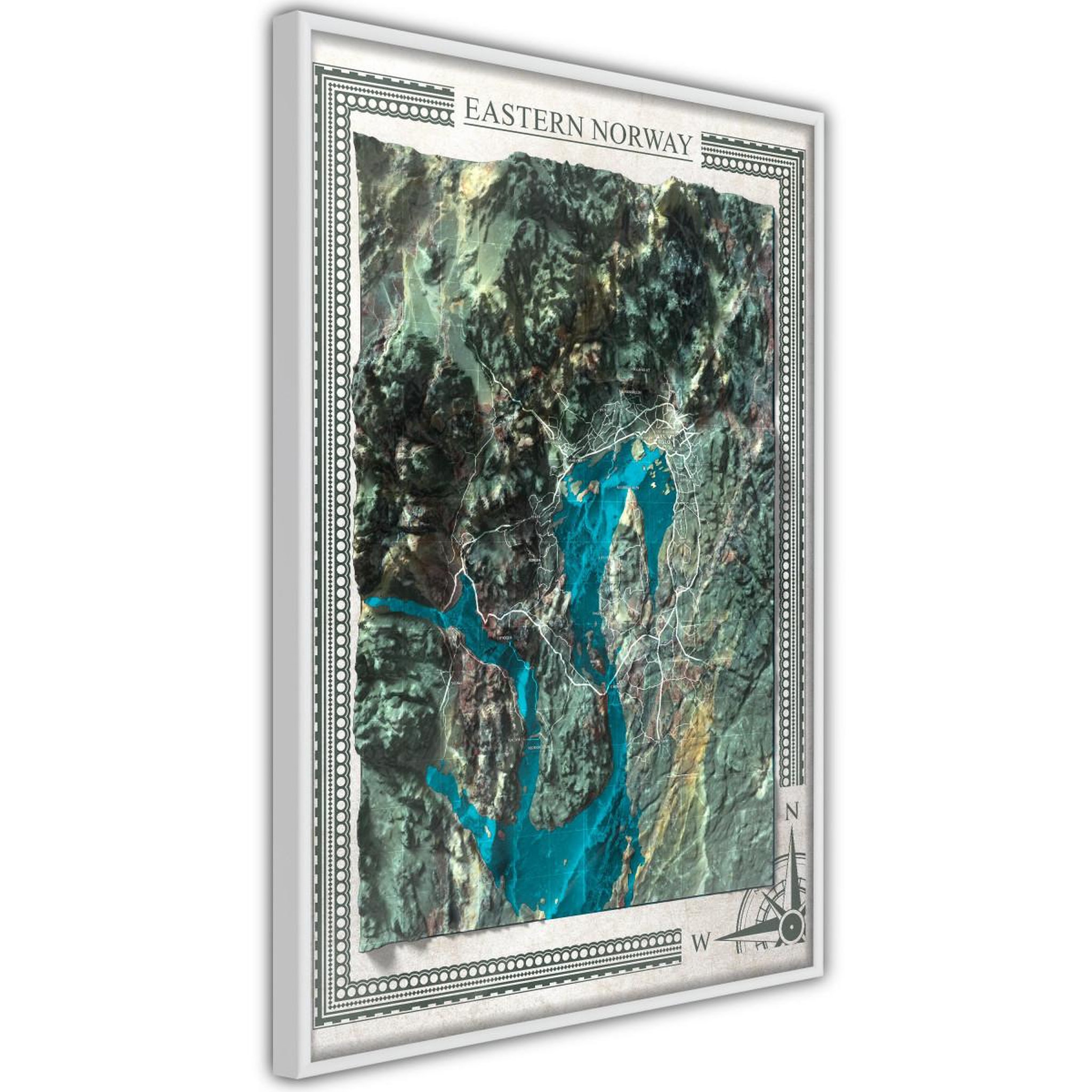 Paris Prix Affiche murale encadrée  raised relief map eastern norway