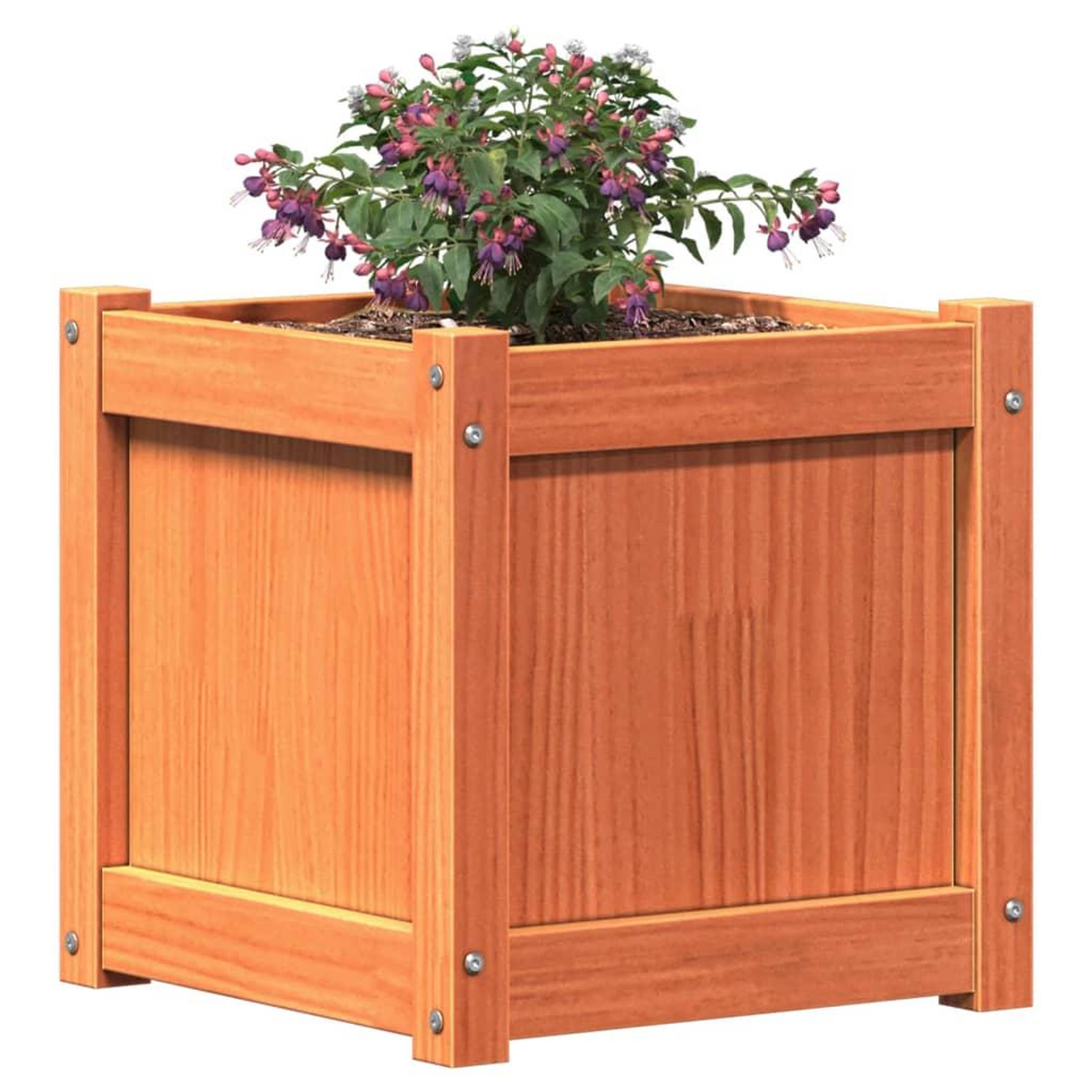 Voir la diapositive 4 : VIDAXL Jardinieres 2 pcs cire marron bois de pin massif