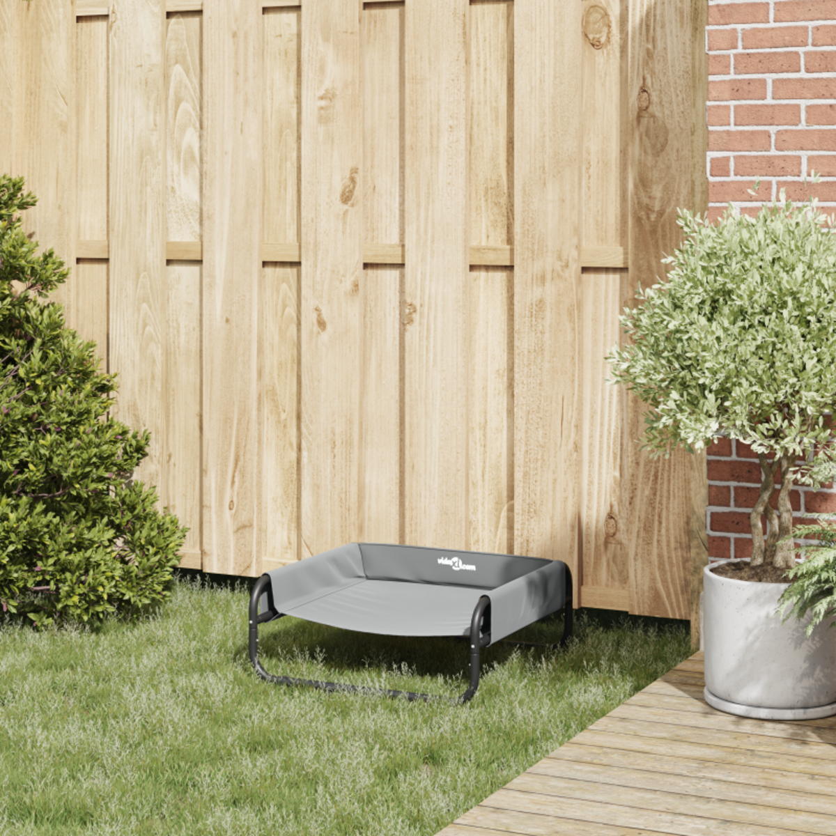 VIDAXL Lit de chien surélevé Gris clair S en tissu Oxford et acier