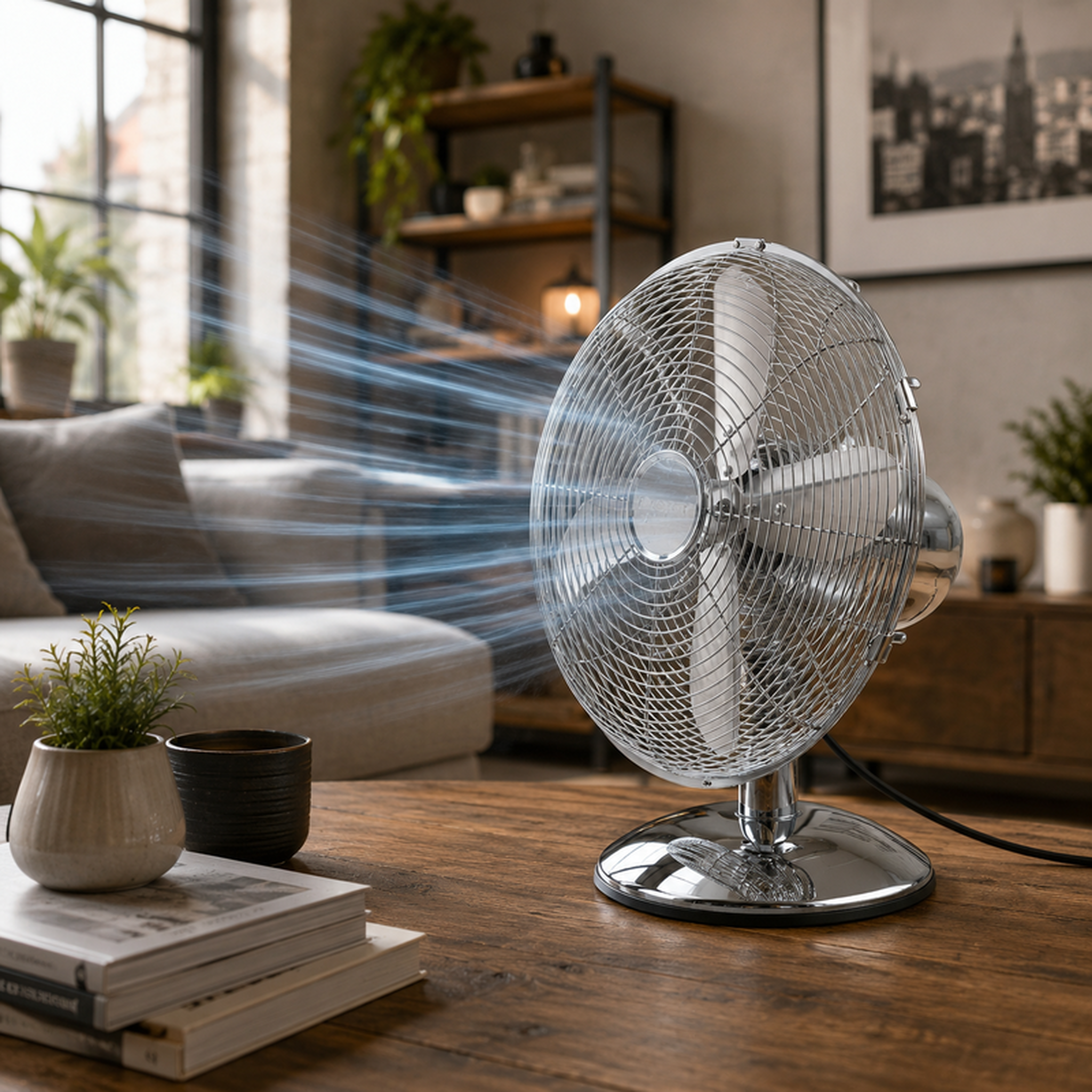 Voir la diapositive 2 : Ventilateur de table en métal 30 cm – inox