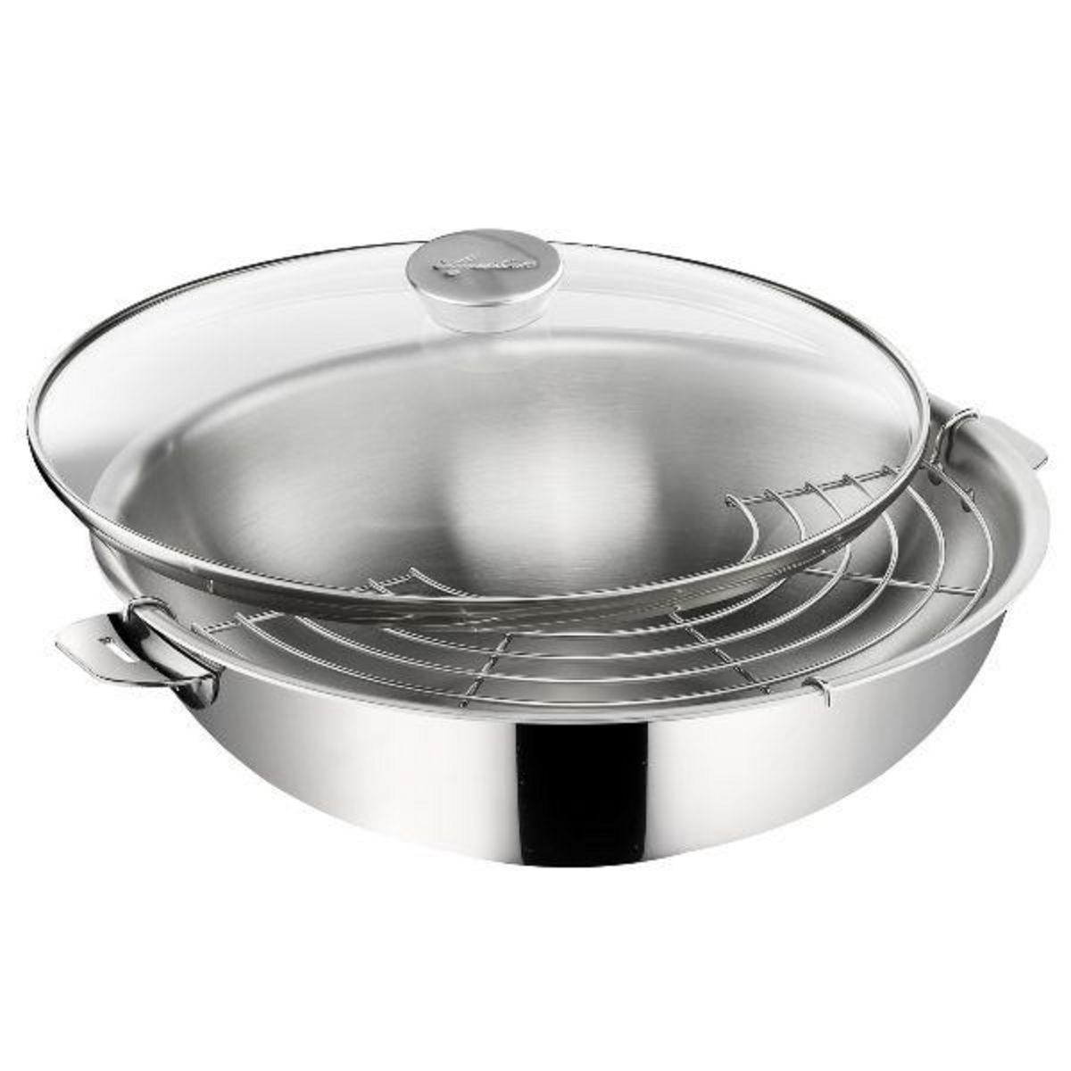 Lagostina Wok 30cm avec couvercle en verre - 12138042230