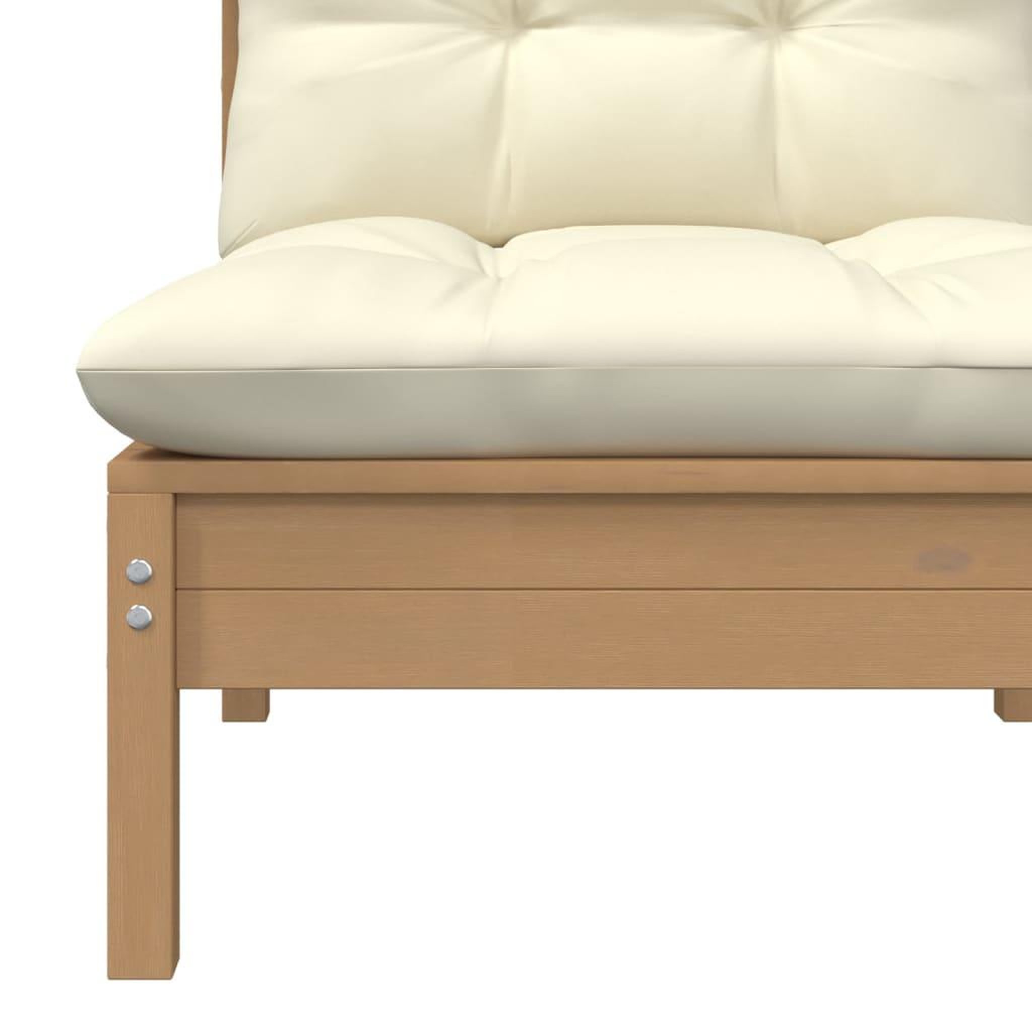 Voir la diapositive 4 : VIDAXL Canape central de jardin avec coussins Marron miel Bois de pin