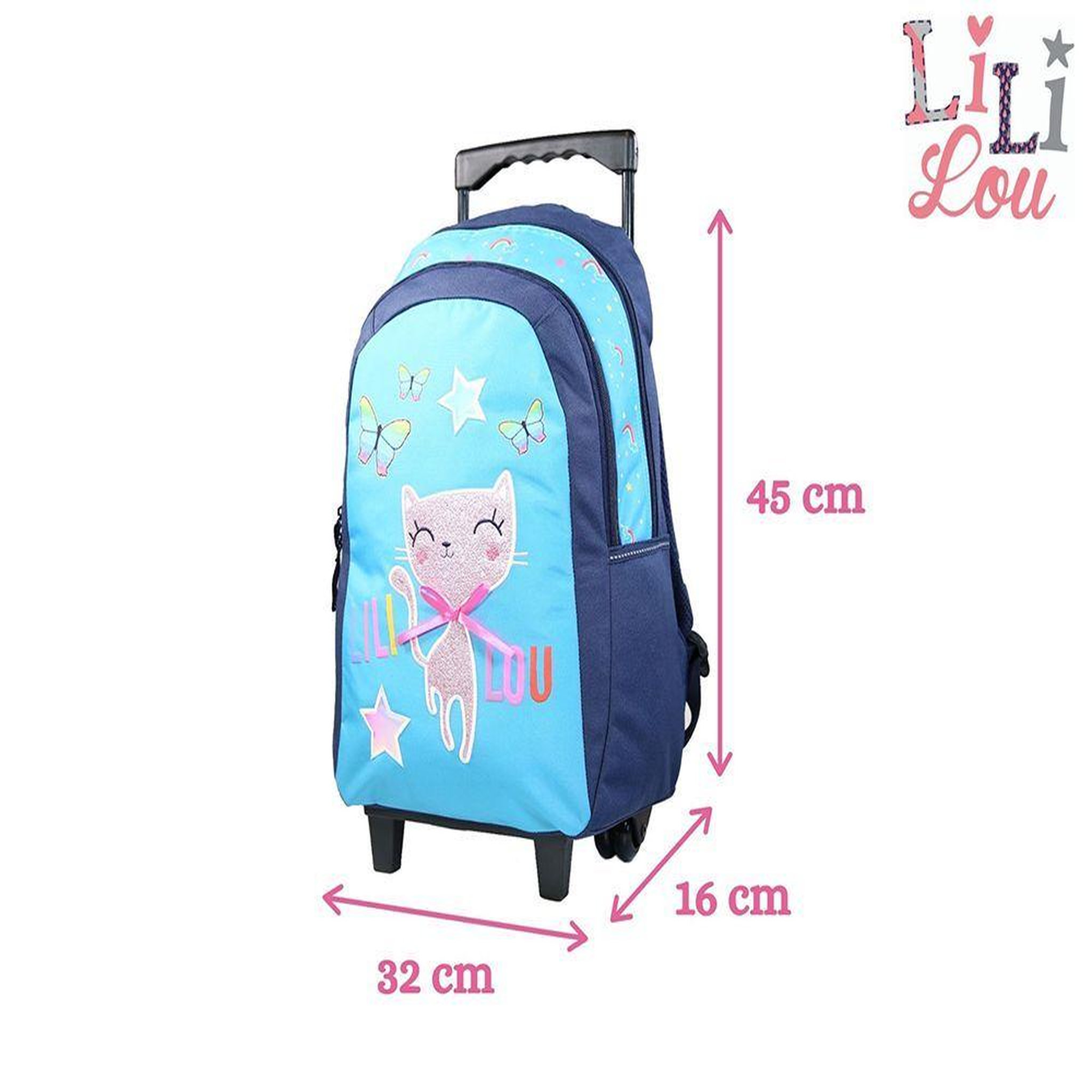 Voir la diapositive 6 : Bagtrotter BAGTROTTER Sac à dos à roulettes Lili Lou Bleu