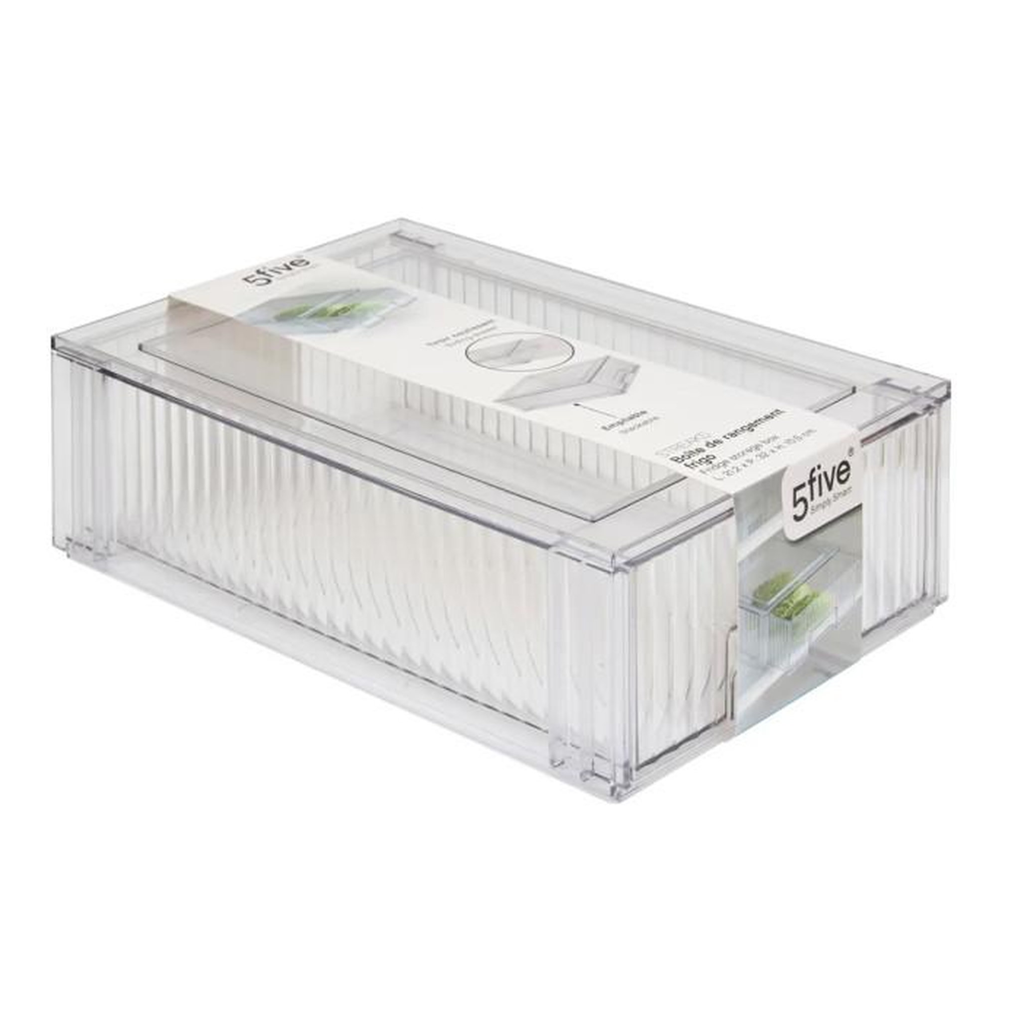FIVE Boîte de Rangement Frigo à Tiroir  Streaks  32cm Transparent