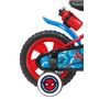 Voir la diapositive 2 : Marvel Vélo 12''  Garçon Licence  Spiderman  + Casque pour enfant de 85/100 cm avec stabilisateurs à molettes - Plaque décorative avant - Porte bidon - 1 frein et roues à bâtons