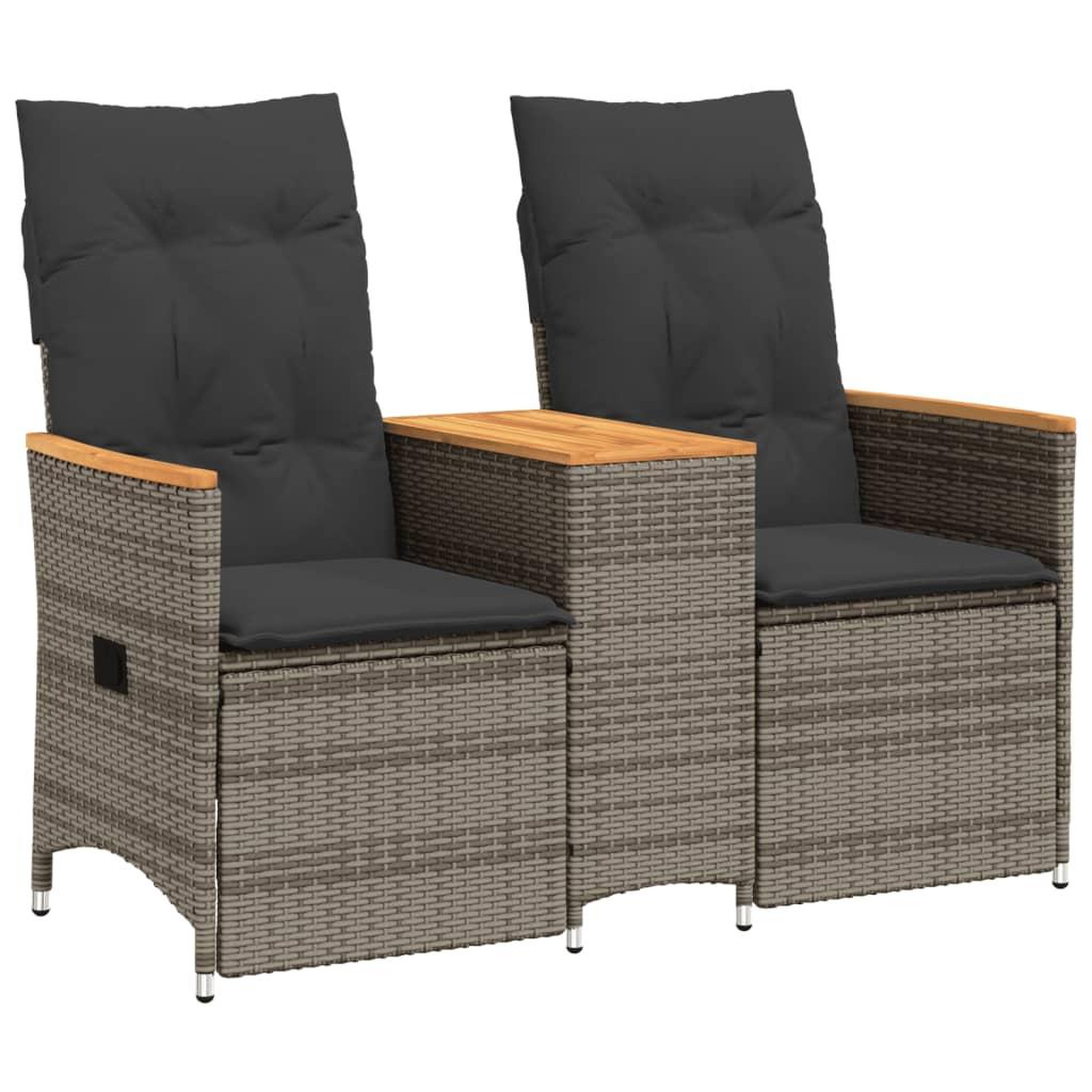 Voir la diapositive 2 : VIDAXL Canape de jardin inclinable 2 places avec table gris poly rotin