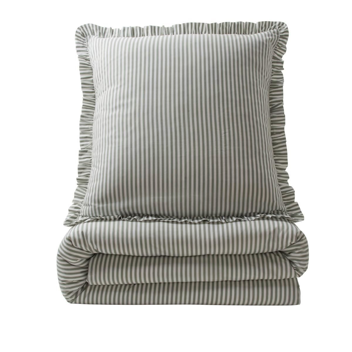 FUTURE HOME Parure de lit 2 personnes en coton 57 fils imprimé blanc