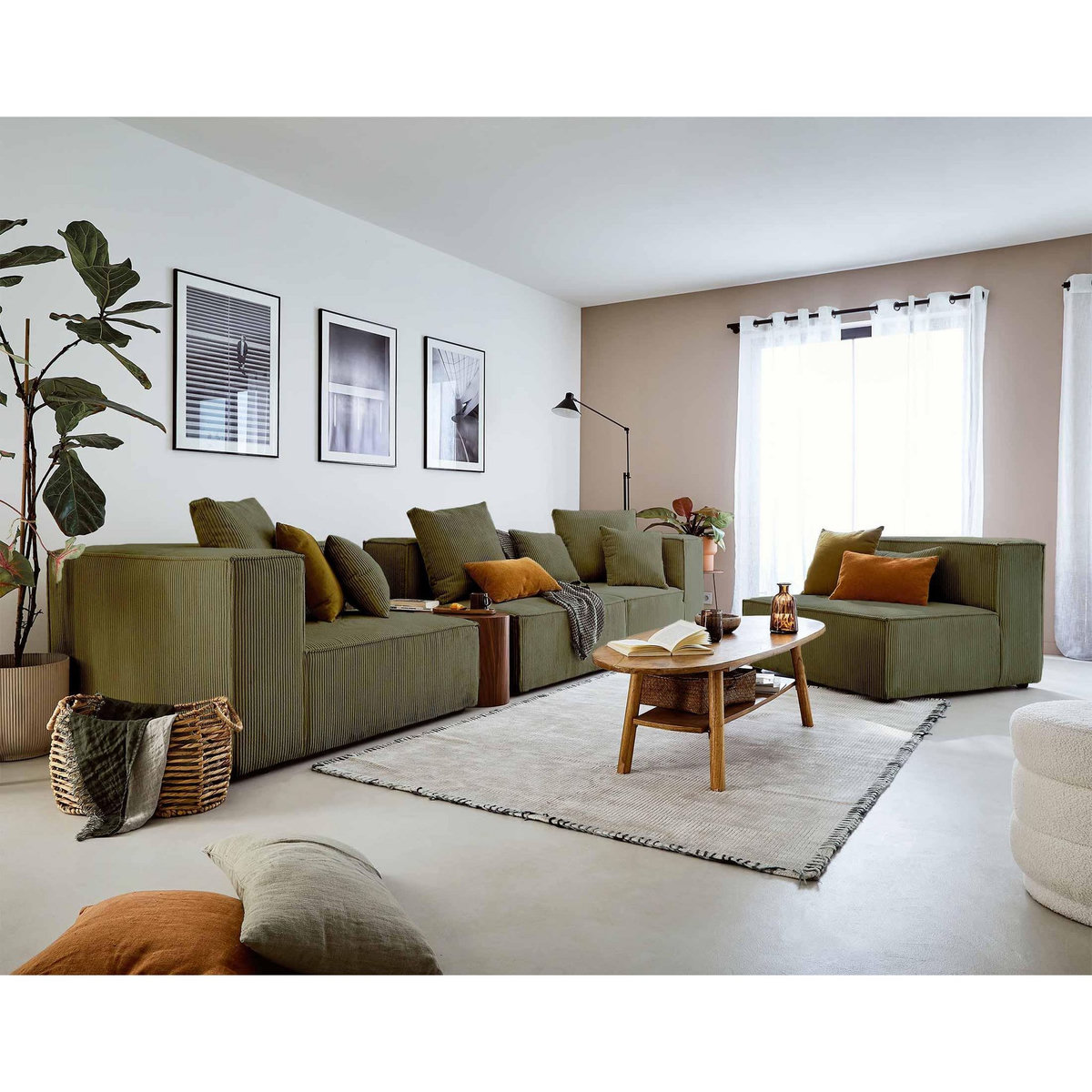 LISA DESIGN Colombine - module d'assise - en velours côtelé