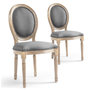 Voir la diapositive 1 : Paris Prix Lot de 2 Chaises Médaillon Tissu  Versailles  96cm Gris Clair