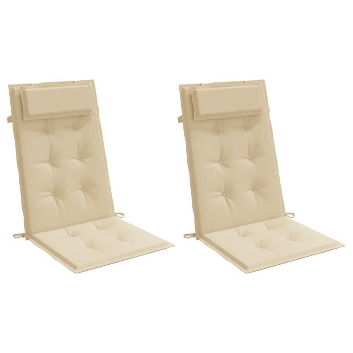 VIDAXL Coussins de chaise a dossier haut lot de 2 beige tissu oxford