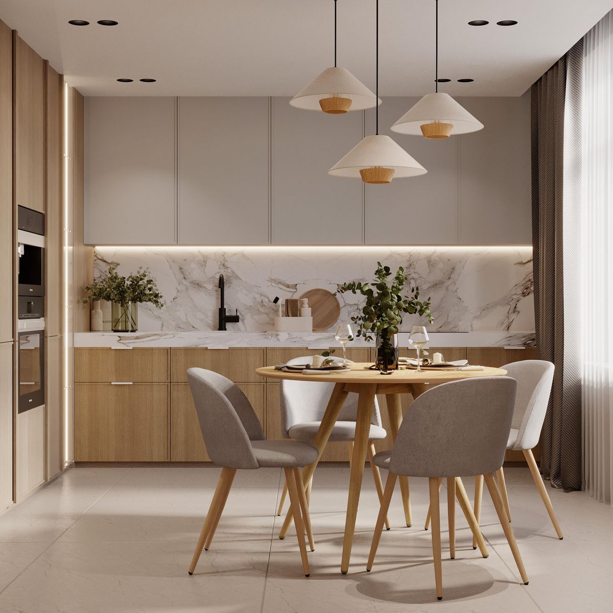 Rendez vous déco Table ronde 4 personnes en bois clair naturel D105 cm - Liwa