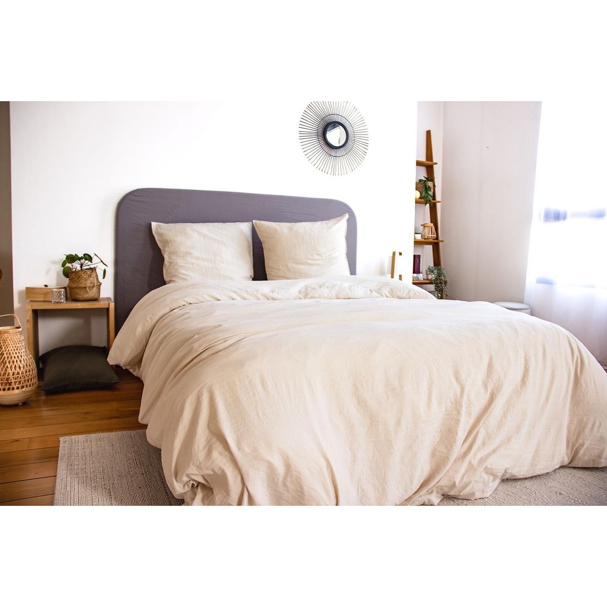 Home collection Parure microfibre lavee 240x220cm beige sable