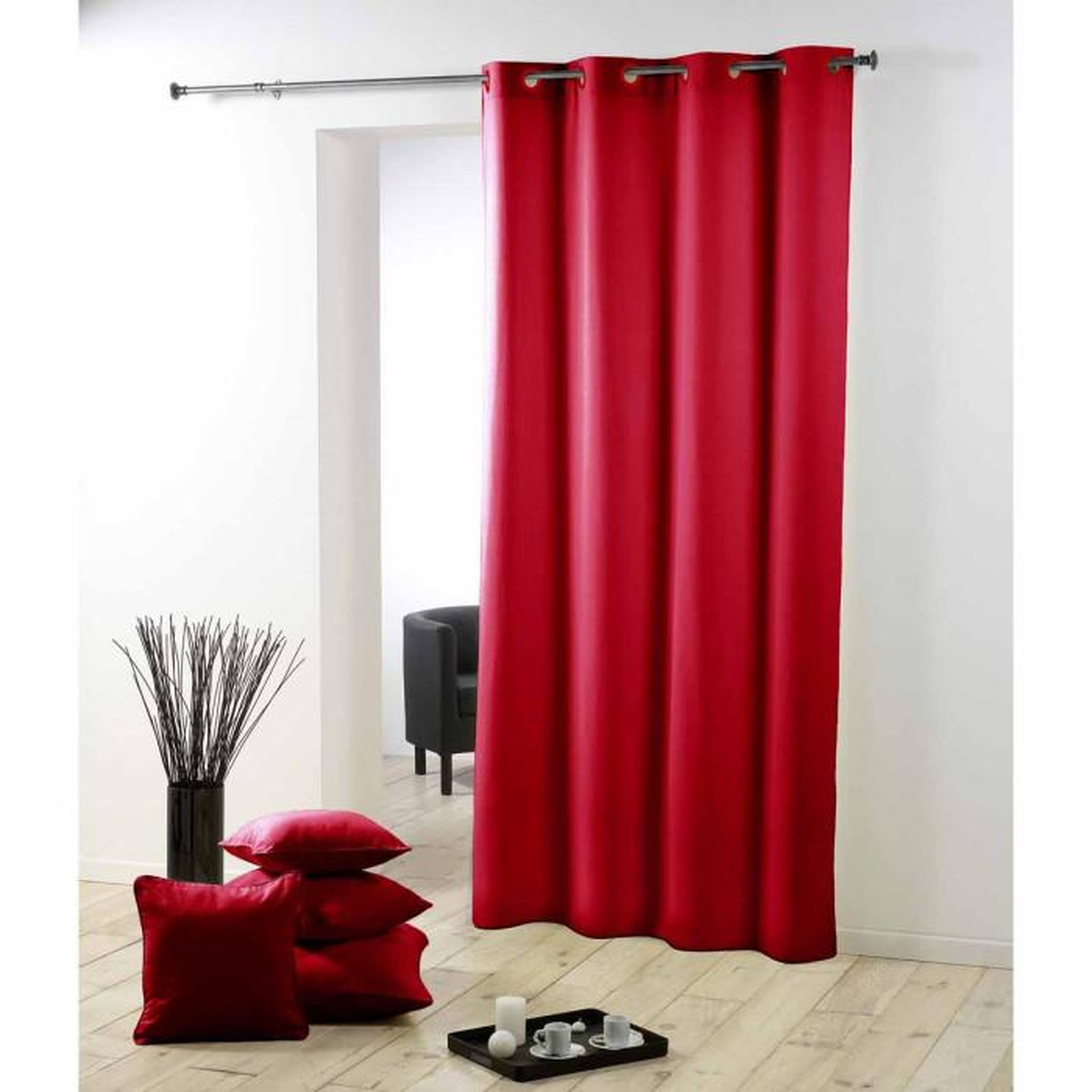 Voir la diapositive 1 : Paris Prix Rideau à Oeillets  Essentiel  140x260cm Rouge