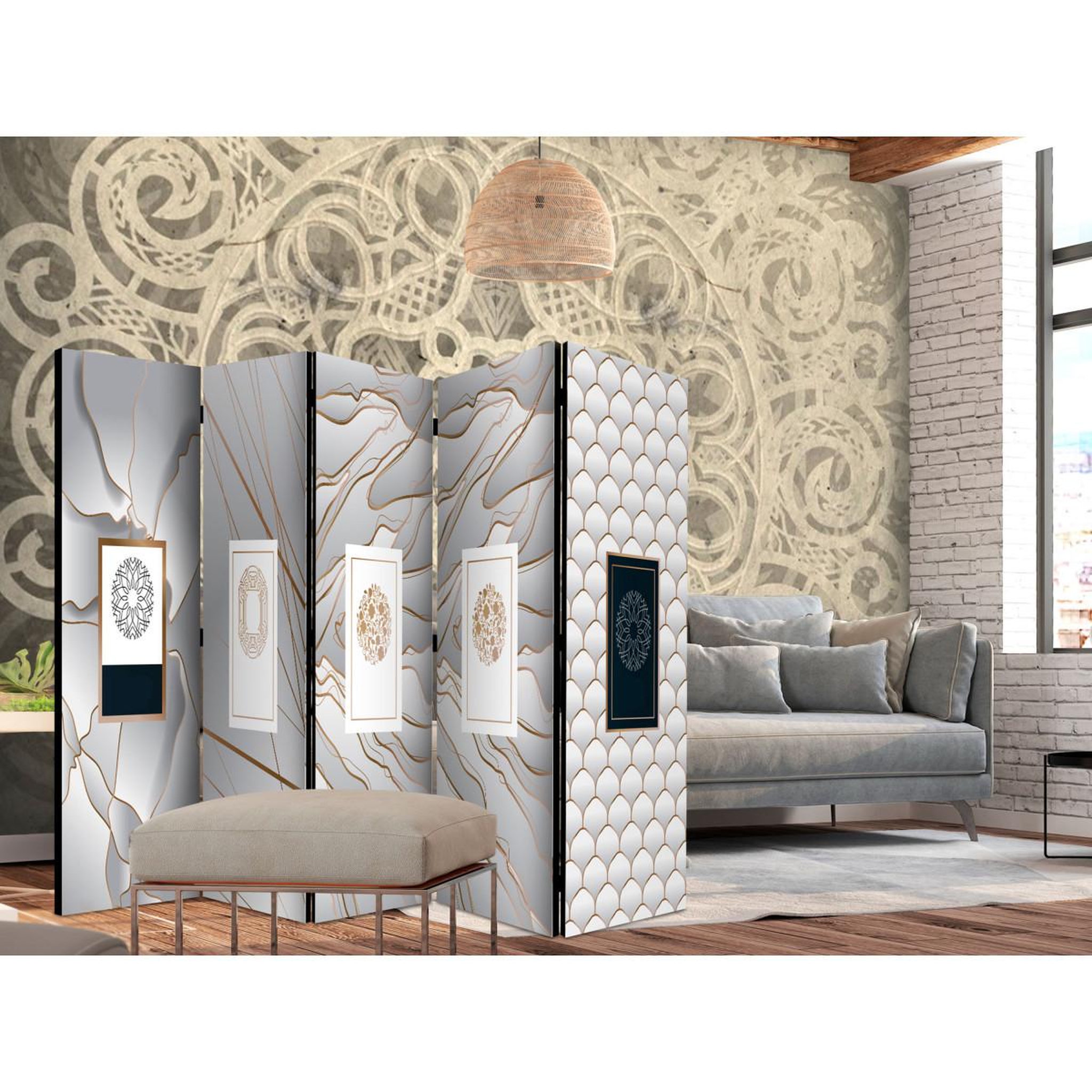 Voir la diapositive 2 : Paris Prix Paravent 5 volets  labels  172x225cm
