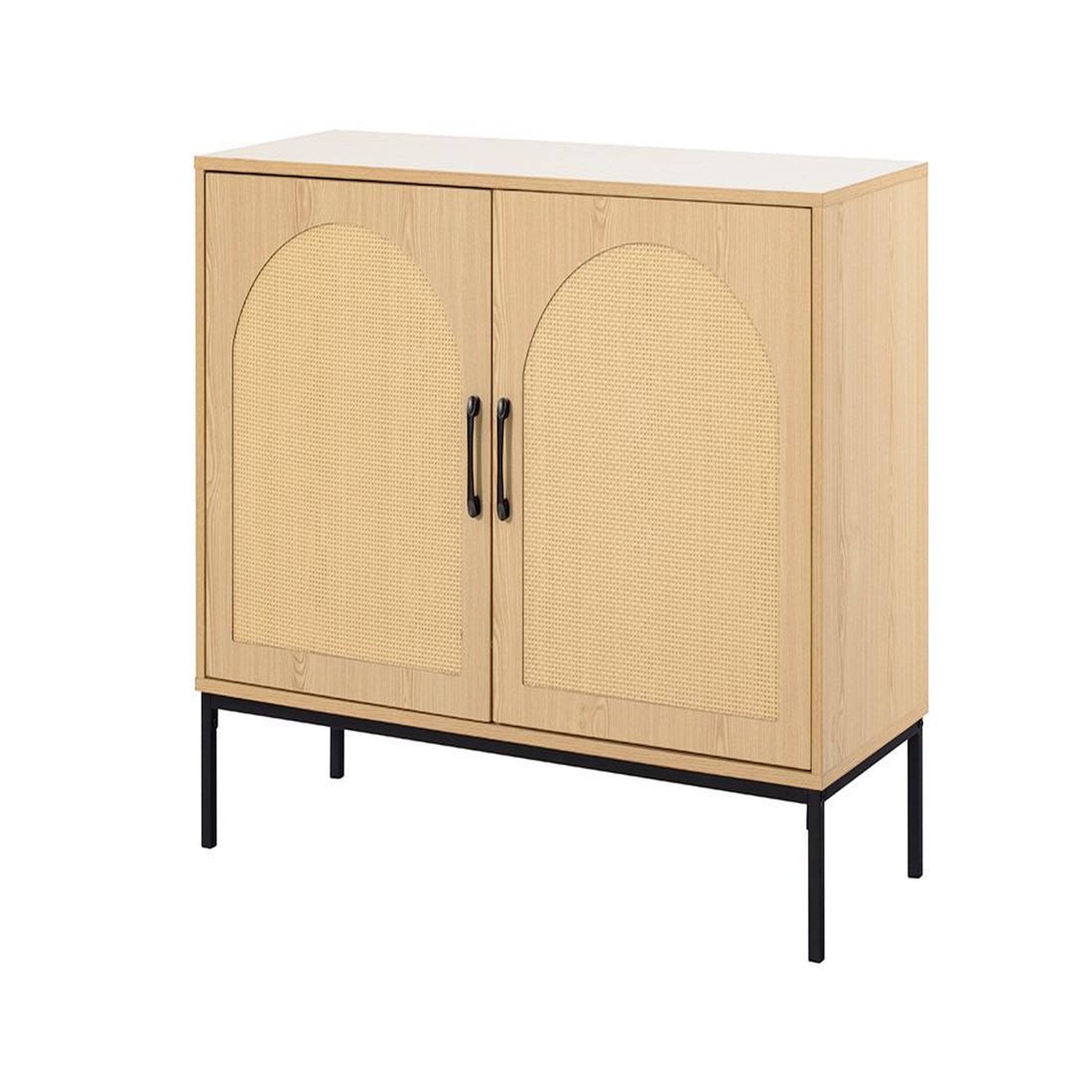 BEST MOBILIER Nagato - buffet bas - cannage et effet bois - 2 portes - 100 cm. Coloris disponibles : Marron