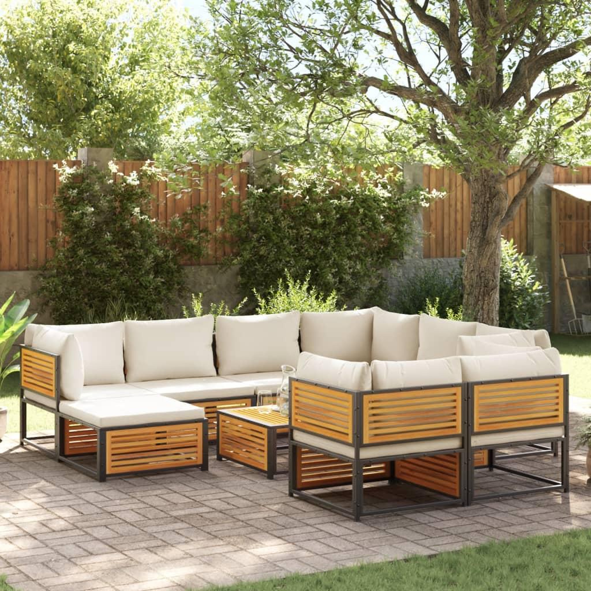 VIDAXL Salon de jardin avec coussins 10 pcs bois d'acacia solide