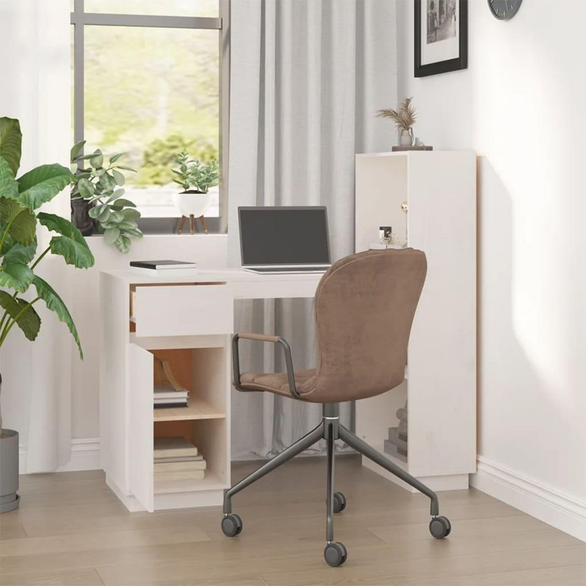 VIDAXL Bureau Blanc 110x53x117 cm Bois massif de pin