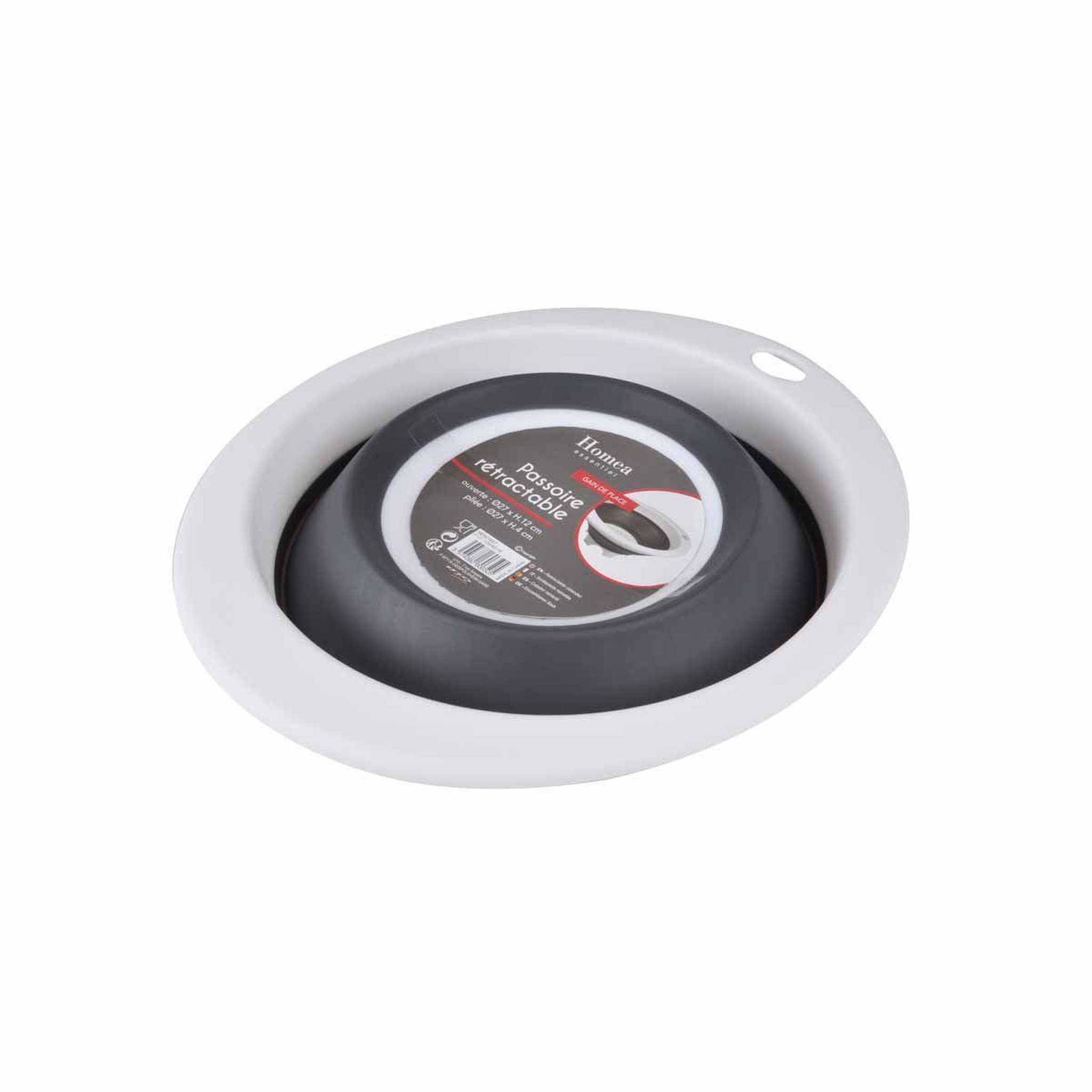Voir la diapositive 3 : HOMEA Passoire de cuisine  rétractable  27cm anthracite