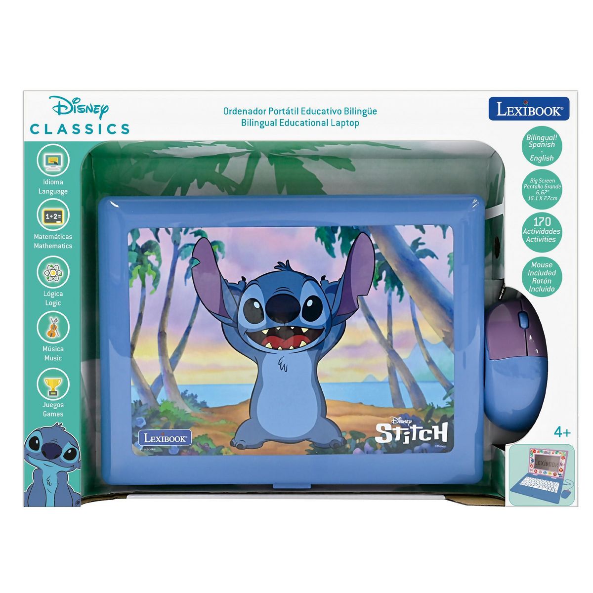 Lexibook Ordinateur éducatif bilingue Stitch (EN/ES)