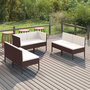 Voir la diapositive 1 : VIDAXL Salon de jardin 6 pcs avec coussins Resine tressee Marron