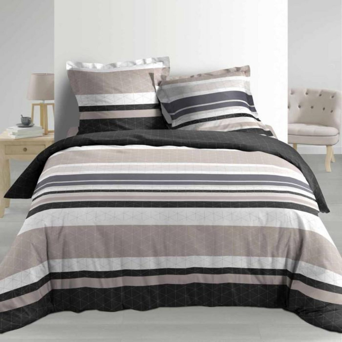 Paris Prix Parure de Lit 3 Pièces  Alban  240x220cm Naturel