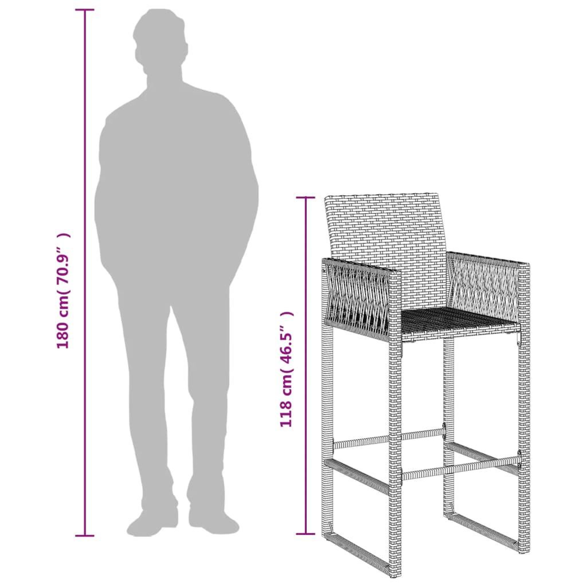 Voir la diapositive 6 : VIDAXL Tabourets de bar de jardin lot de 2 gris resine tressee