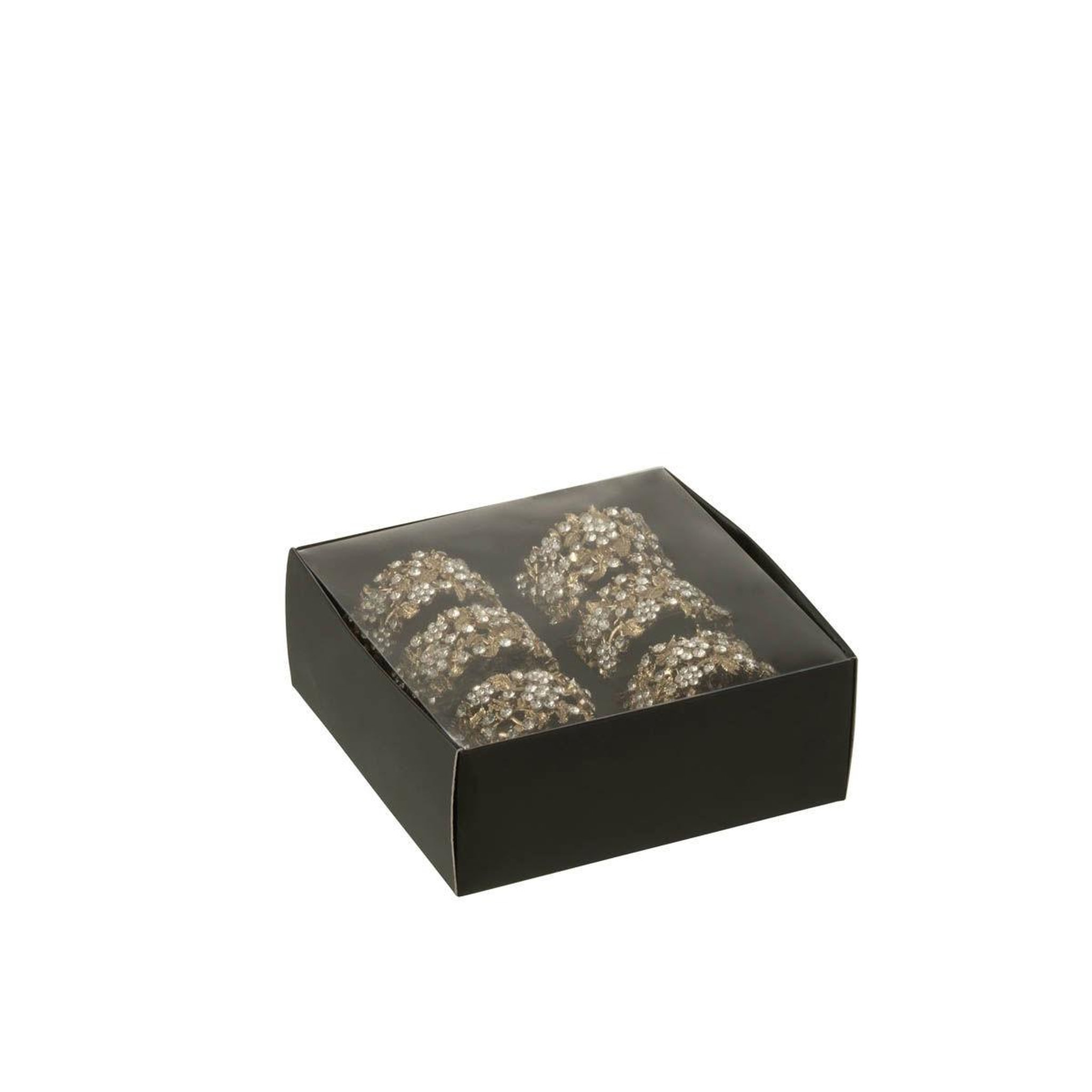 Voir la diapositive 4 : J-LINE Lot de 6 ronds de serviette  vallee  5cm or