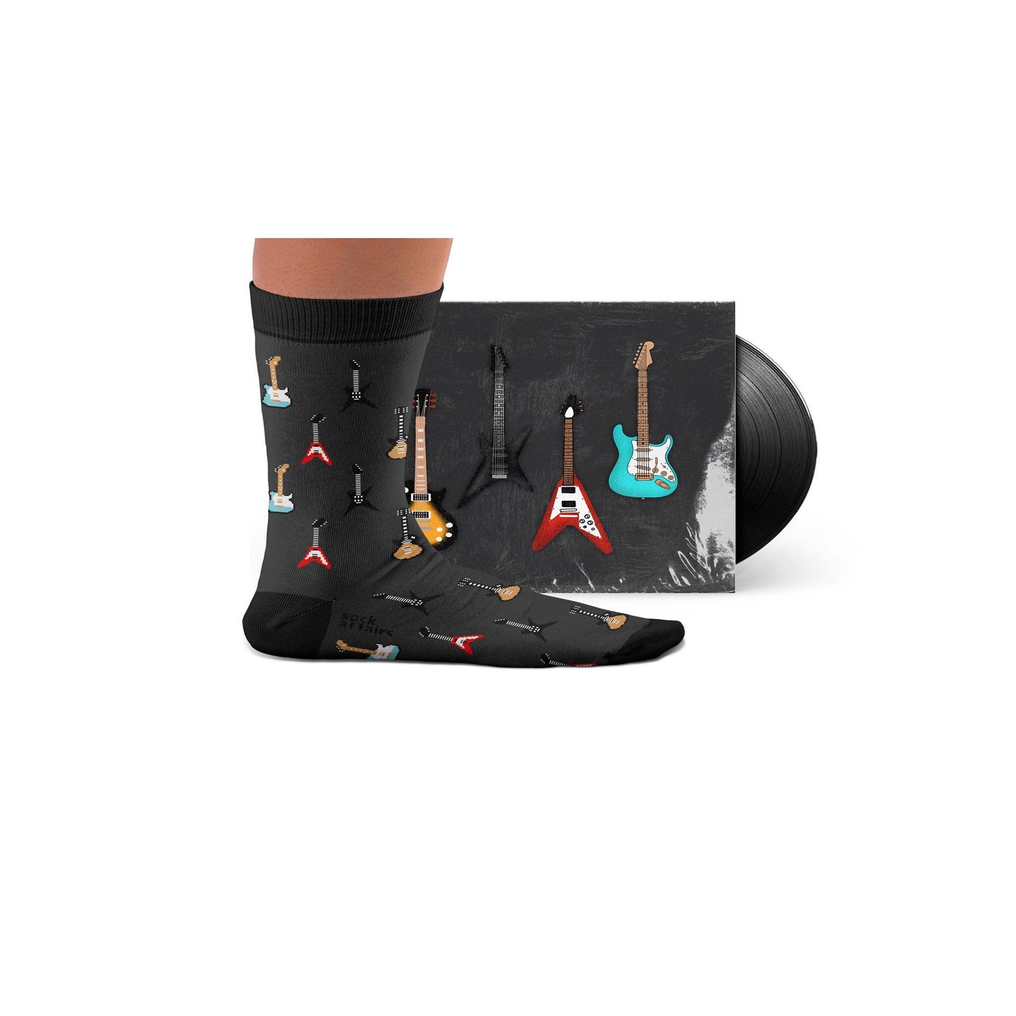 Voir la diapositive 4 : SOCK AFFAIRS Chaussettes rock guitares six cordes noires