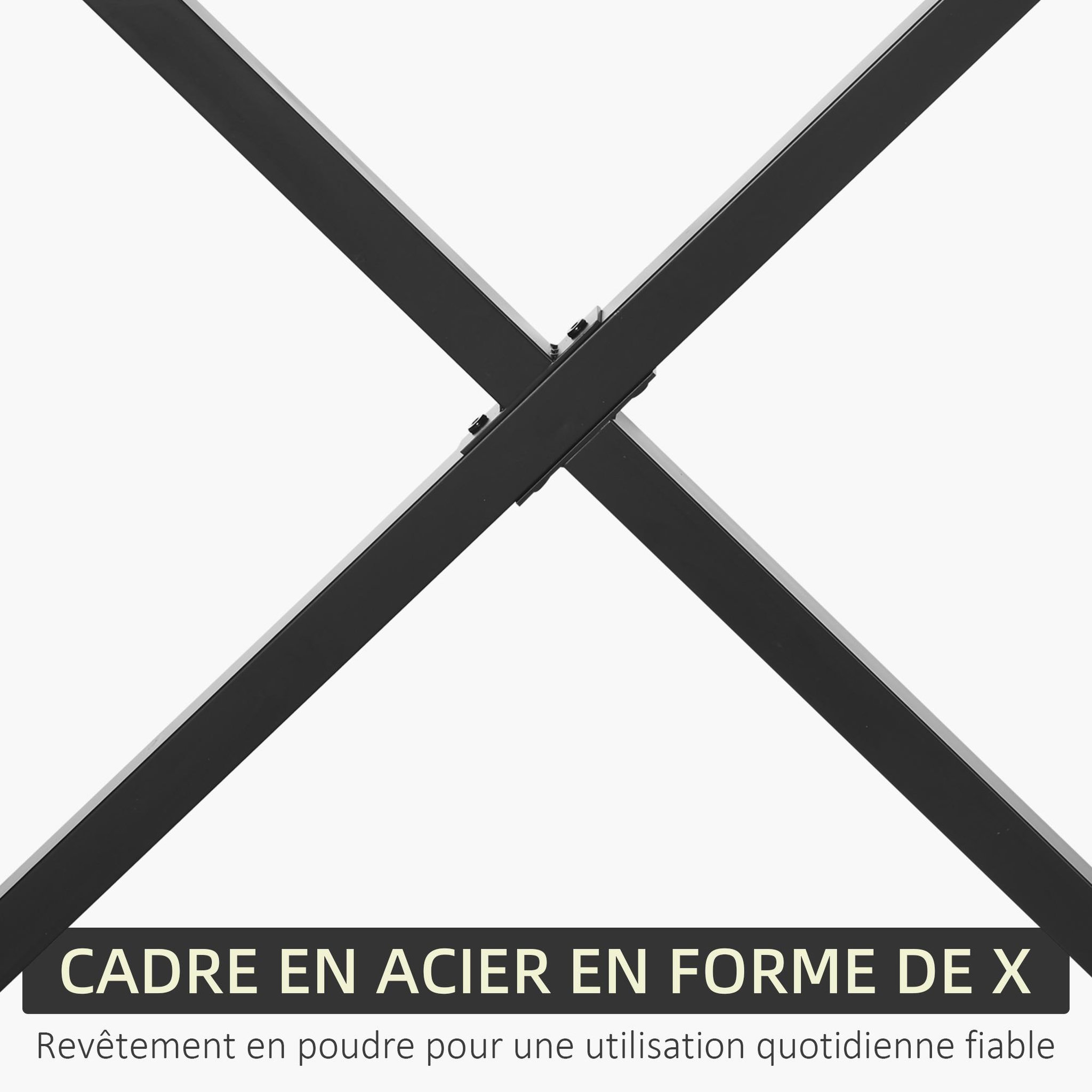 Voir la diapositive 6 : HOMCOM Lot de 2 pieds de table design industriel en croix - piètement antidérapant - dim. 80L x 4l x 72H cm - acier époxy noir