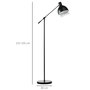 Voir la diapositive 3 : HOMCOM Lampadaire sur pied salon bureau 40W E27 - hauteur réglable, abat-jour et bras orientable - acier noir