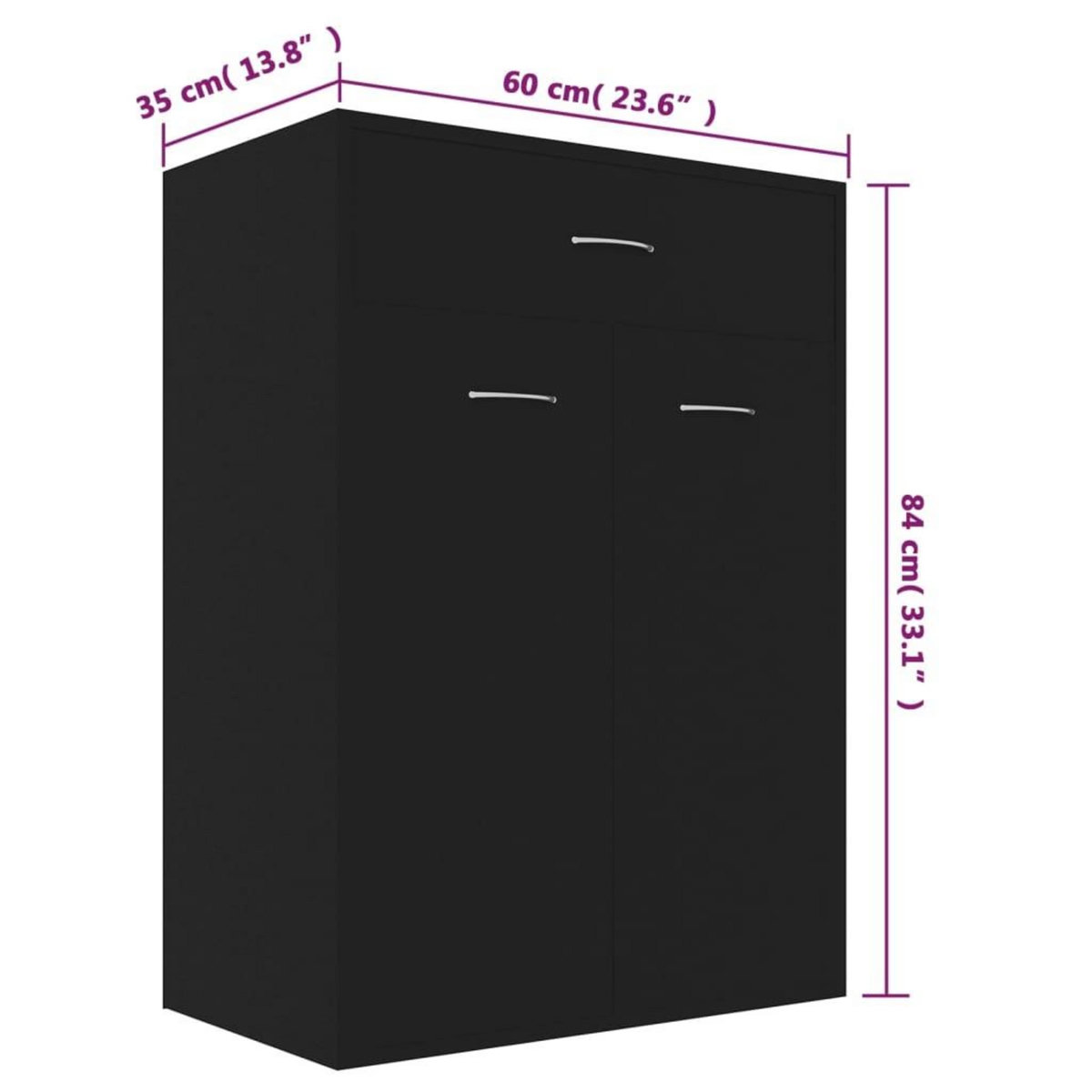 VIDAXL Armoire a chaussures Noir 60x35x84 cm Bois d'ingenierie