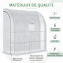 Voir la diapositive 4 : OUTSUNNY Serre de jardin adossée serre adossée dim. 2L x 1l x 2,13H m 4 étagères 2 portes zippées 1 fenêtre acier PE haute densité blanc