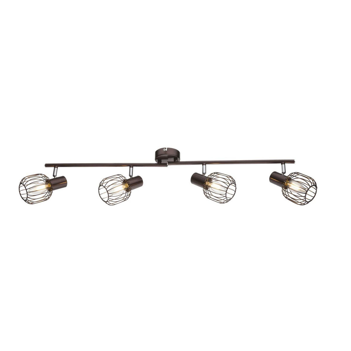 GLOBO Plafonnier spot design industriel Akin - 4 Ampoules - Marron bronze