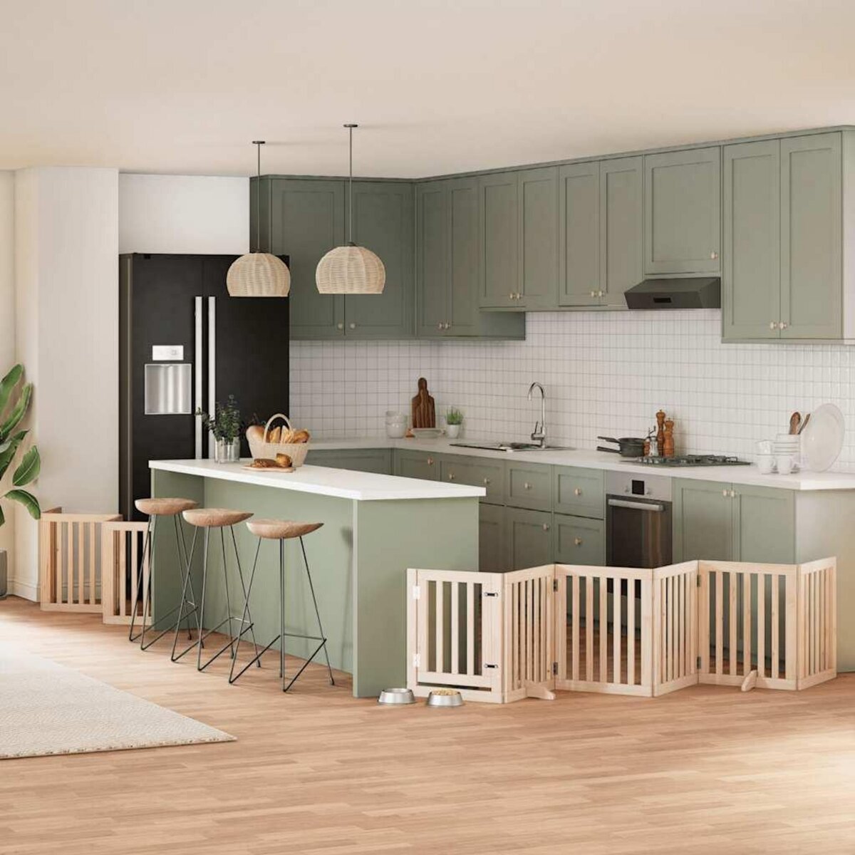 VIDAXL Barriere pour chien porte pliable 12 panneaux bois de peuplier