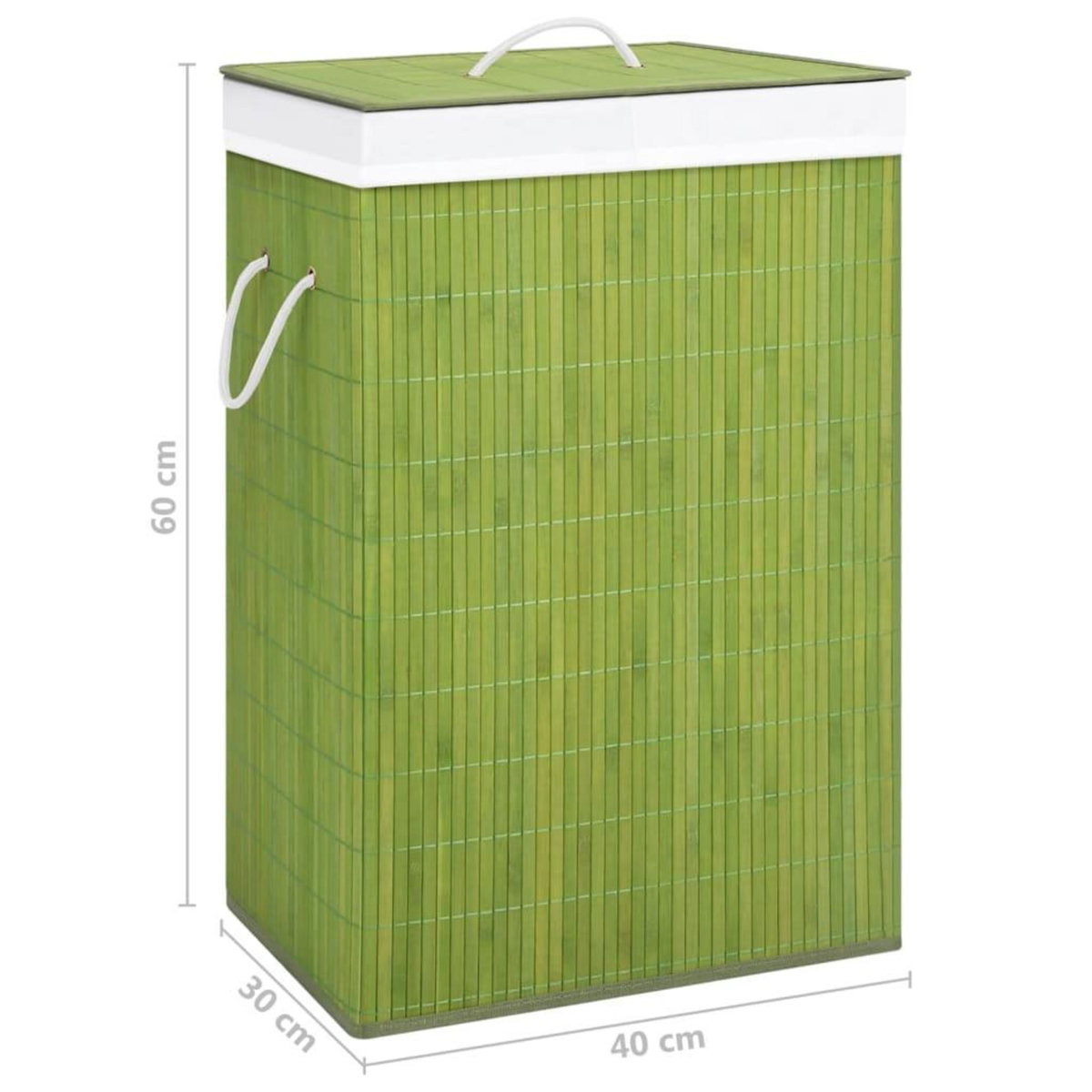 VIDAXL Panier a linge avec 2 sections bambou vert 72 L