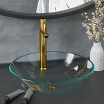 VIDAXL Lavabo de bain avec robinet et drain a poussoir Verre trempe